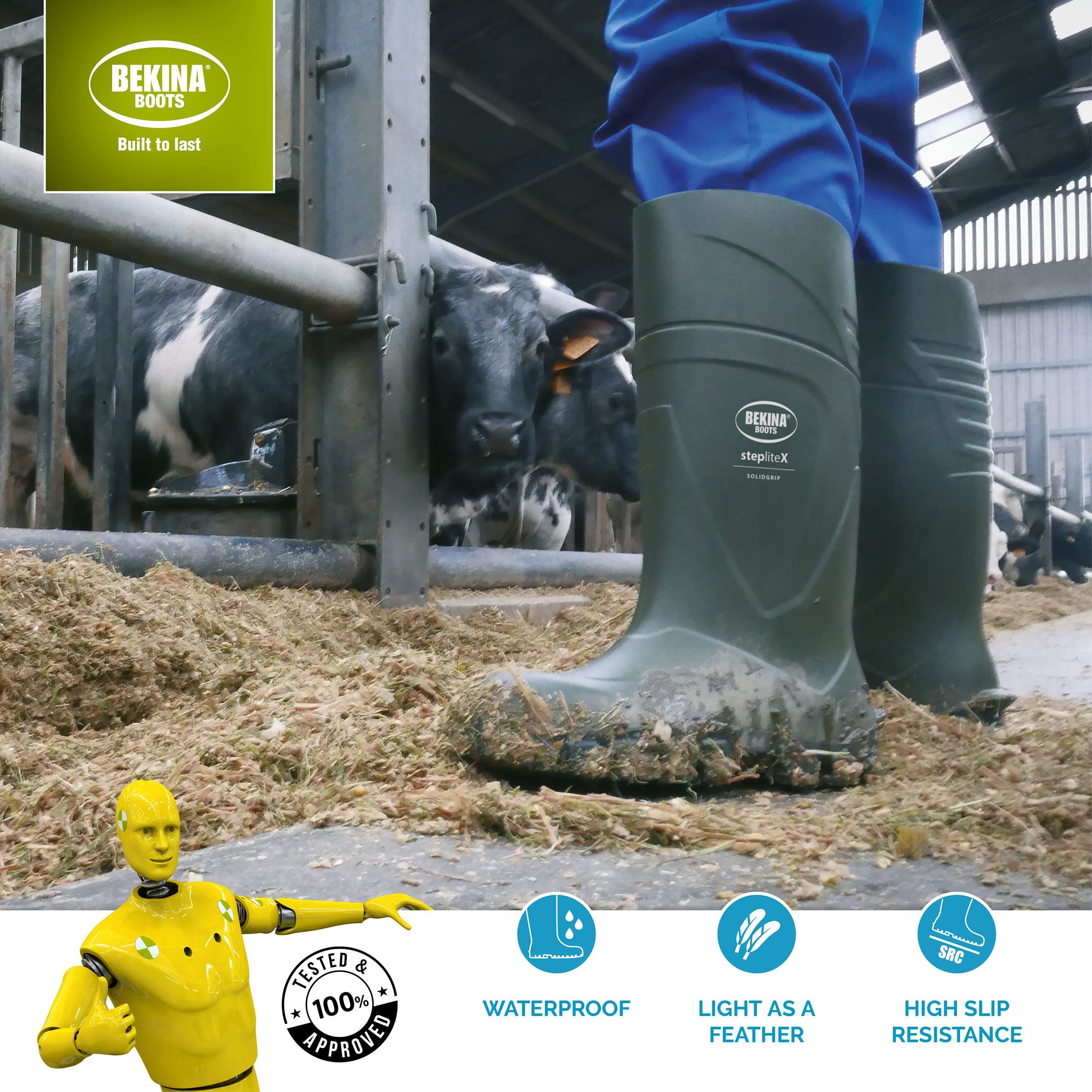 Bekina StepliteX Solidgrip O4 Waterproof Work Boots for Men & Women - Lightweight Non-Slip Insulated Safety Boots with SRC Certified Traction Outsoles - Perfect for Farming, Construction & Outdoor Activities