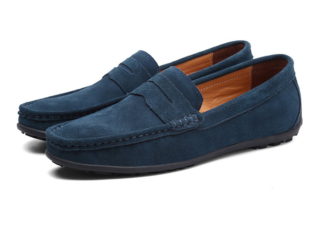 Stylish Men's Suede Leather Penny Loafers - Comfortable Slip-On Driving Moccasins & Boat Shoes for Casual Wear, Office, and Outdoor Activities