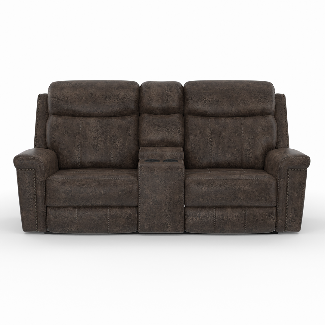 Quade Manual Reclining Loveseat with Console - Comfortable 2-Seater Recliner Sofa with Cup Holder for Living Room, Home Theater & Small Spaces
