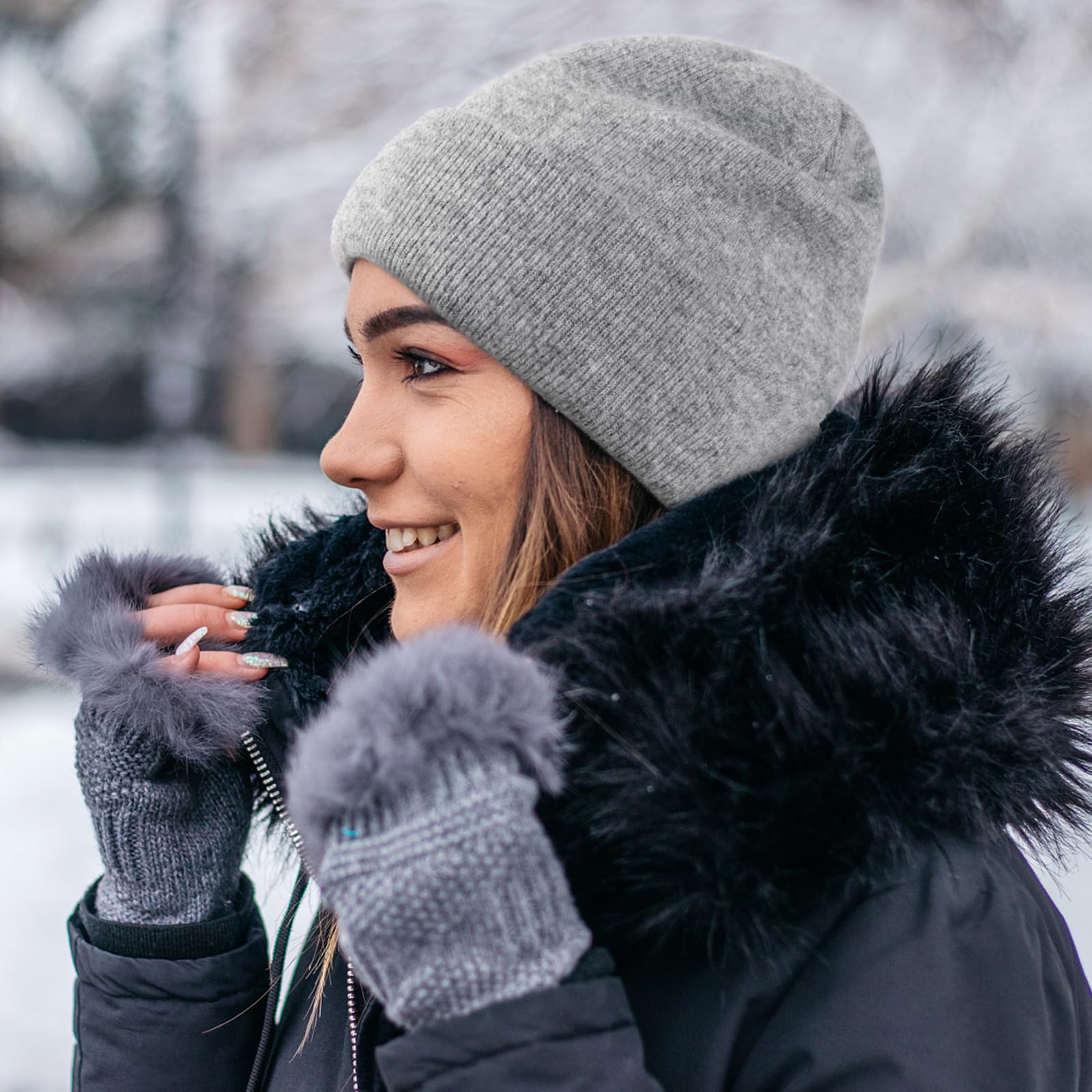 Achiou Knit Beanie Hat for Women & Men - Warm Winter Ski Hat, Soft Slouchy Plain Knitted Skull Cap, Unisex Cuffed Beanies - Perfect for Skiing, Snowboarding & Cold Weather Activities