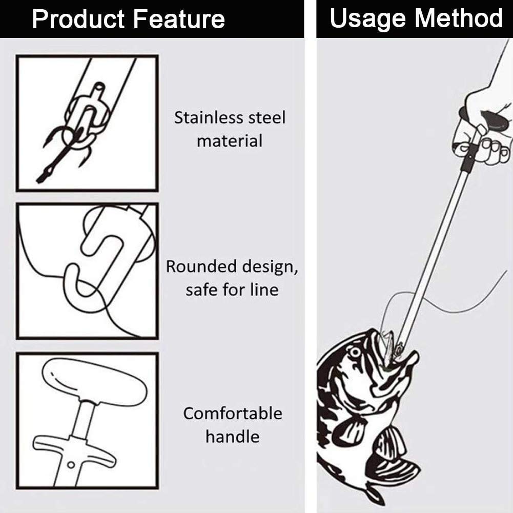 Fish Hook Remover Tool - Portable Aluminum Dehooker for Saltwater & Freshwater Fishing - Safe & Easy Extraction