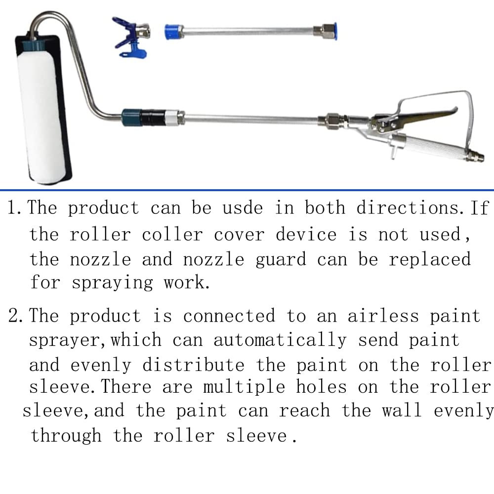 12-Inch Airless Paint Spray Gun Set with Power Roller Extension Pole & Inline Spray - High Pressure Paint Sprayer for Walls, Ceilings, and DIY Home Projects - No Spray Pump Required