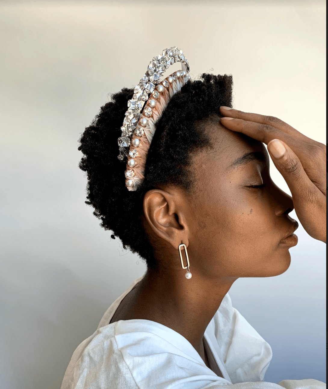 Lea Silk Pearl and Crystal Crown - Elegant Bridal Hair Accessory for Weddings, Prom, and Special Occasions