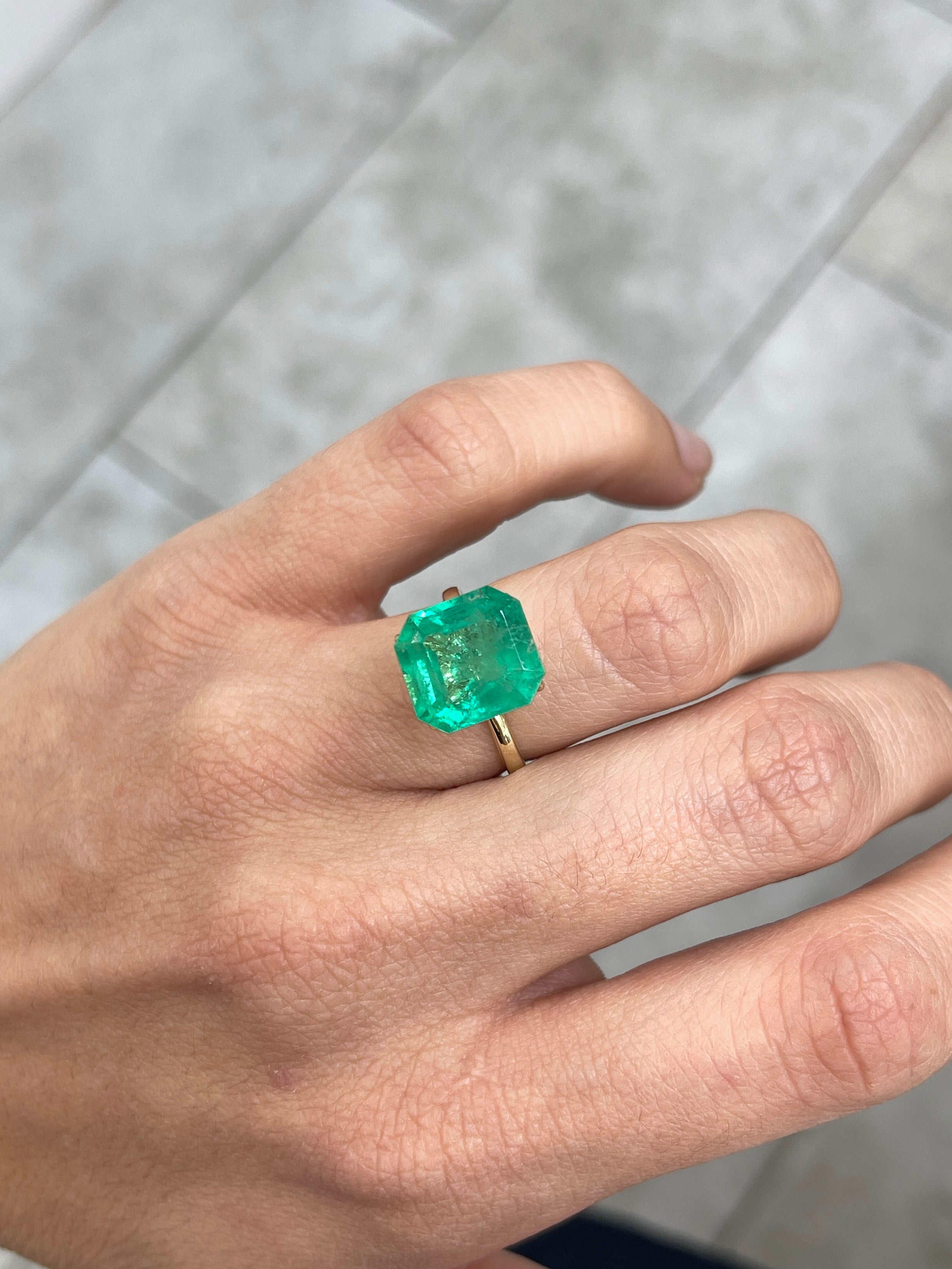 6.93 Carat 12x11.5mm Medium Green Natural Loose Colombian Emerald Asscher Cut Gemstone for Jewelry Making, Engagement Rings & Luxury Gifts