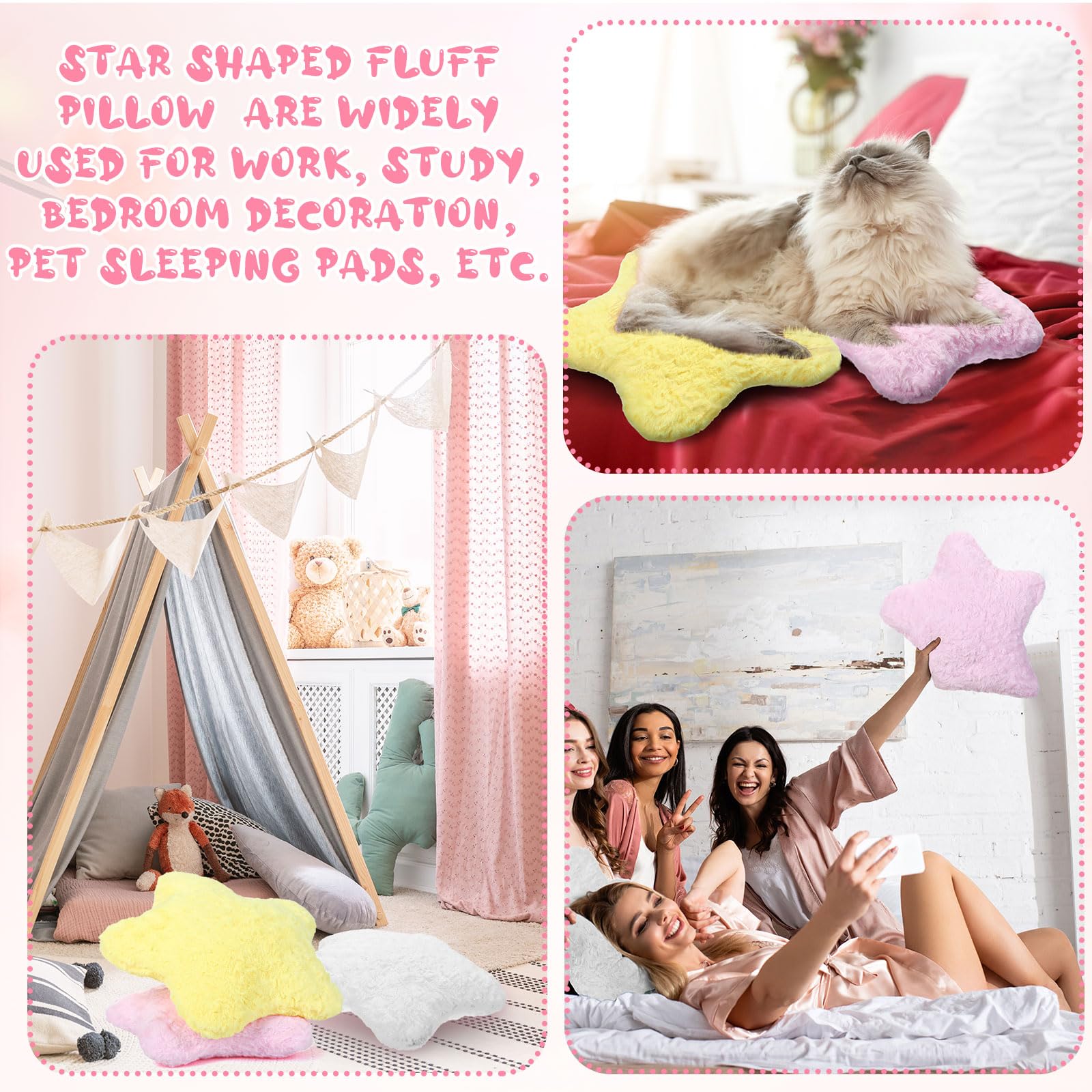 Yousoontic 6-Piece Star Fluffy Throw Pillow Set - 15.7