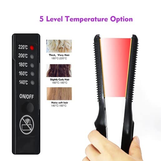 Professional 0.5 Inch Dual Function Hair Straightener & Curling Iron with Gold Plated Plates - Perfect for Salon Styling, Home Use & Travel