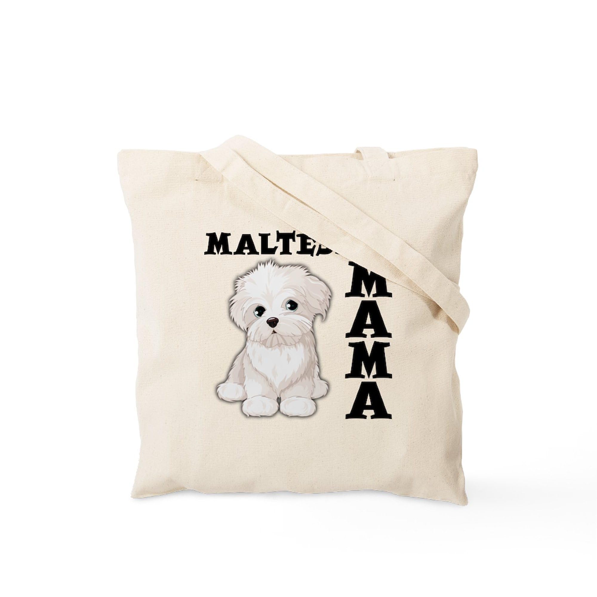 Maltese Mama Two-Sided Tote Bag - Natural Canvas Reusable Shopping Bag for Groceries, Beach & Daily Use | Eco-Friendly & Durable