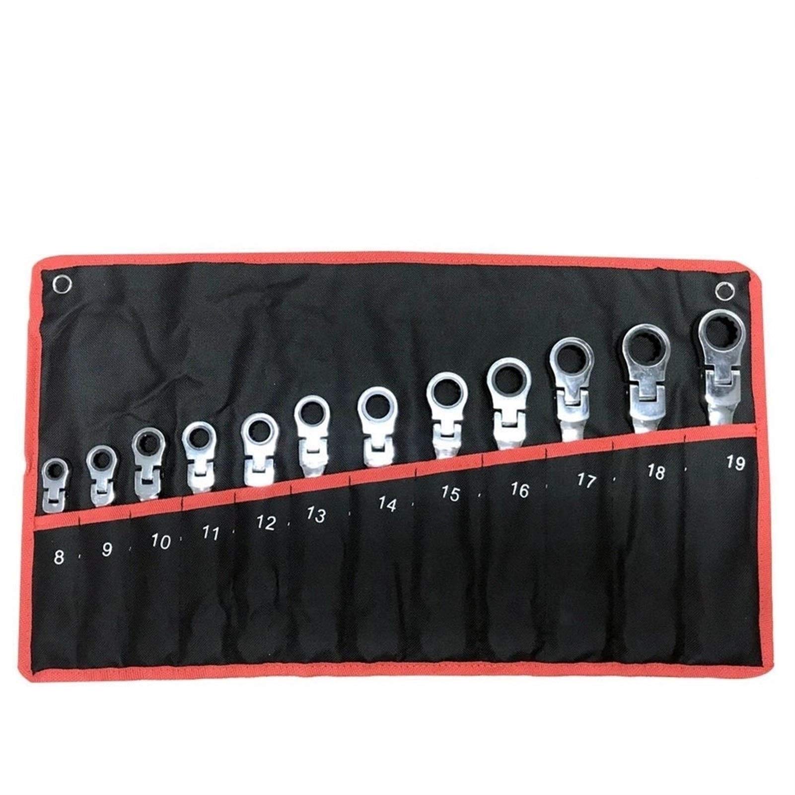 MOUNTAIN MEN Professional Ratcheting Wrench Set - 12pcs Flexible Head Ratchet Spanners for Car Repair & Maintenance - Universal Combination Tool Kit for Mechanics & DIY Auto Work - Perfect for Tight Spaces & Home Garage Use