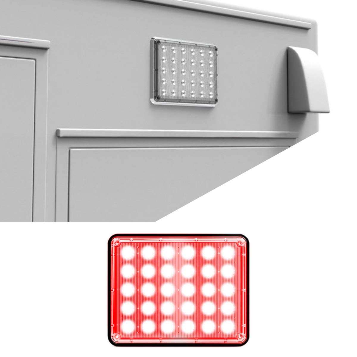 Alpha-Z 7x9 Inch Ultra Slim LED Emergency Strobe Light - Red/Red Surface Mount Warning Light for Ambulance, Fire Truck & Emergency Vehicles - Perfect for Roadside Safety & First Responder Visibility