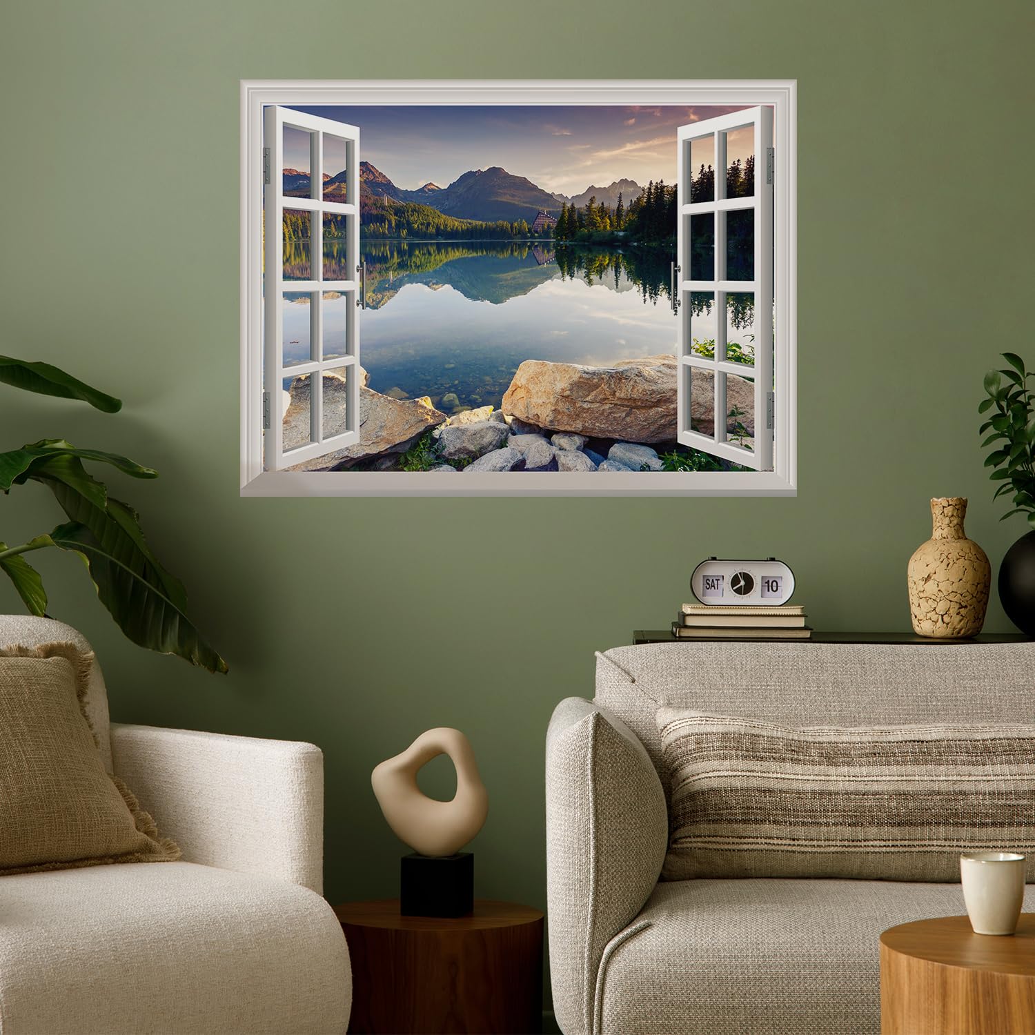 Wall26 Removable Wall Sticker - Autumn Lake View Mural, 24