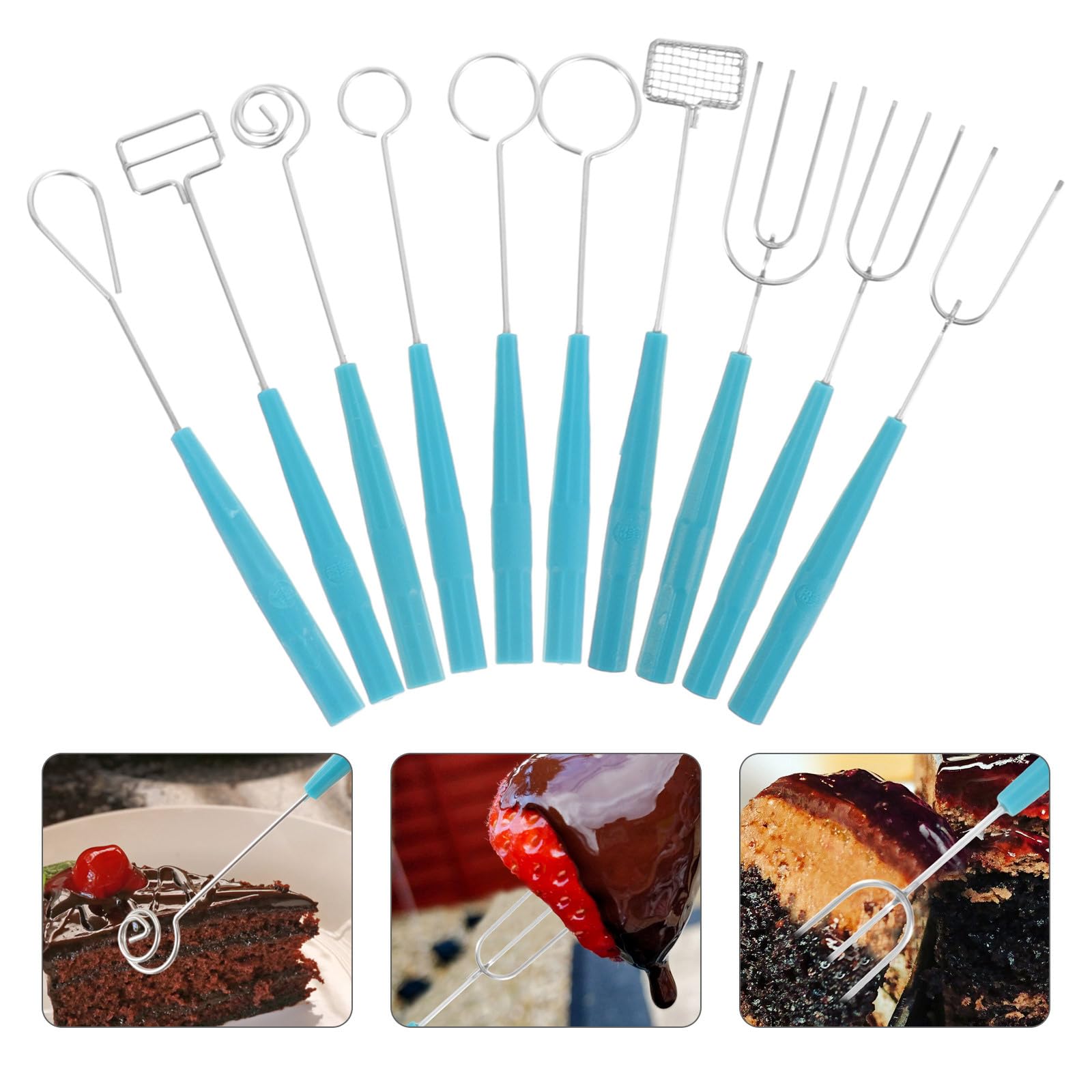 PRETYZOOM 10PCS Stainless Steel Chocolate Candy Dipping Forks - Fondue Forks Set for Baking, DIY Desserts, Candy Making & Party Decorations - Perfect for Valentine's Day, Christmas & Home Kitchen Use
