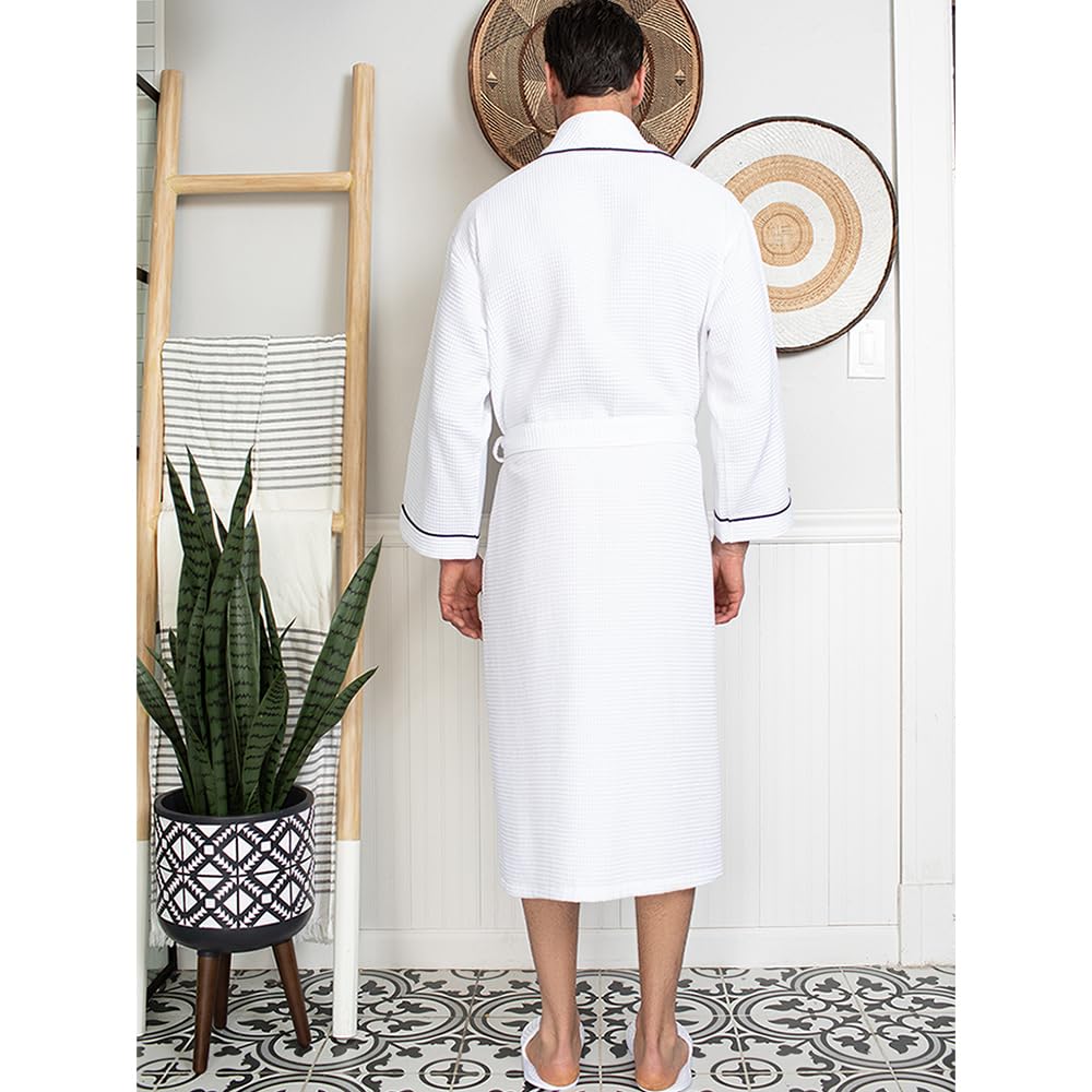 Premium Men's Cotton Waffle Bathrobe - Ultra Soft SPA Robe for Relaxation & Lounge Wear - Perfect for Home, Spa, and Hotel Use