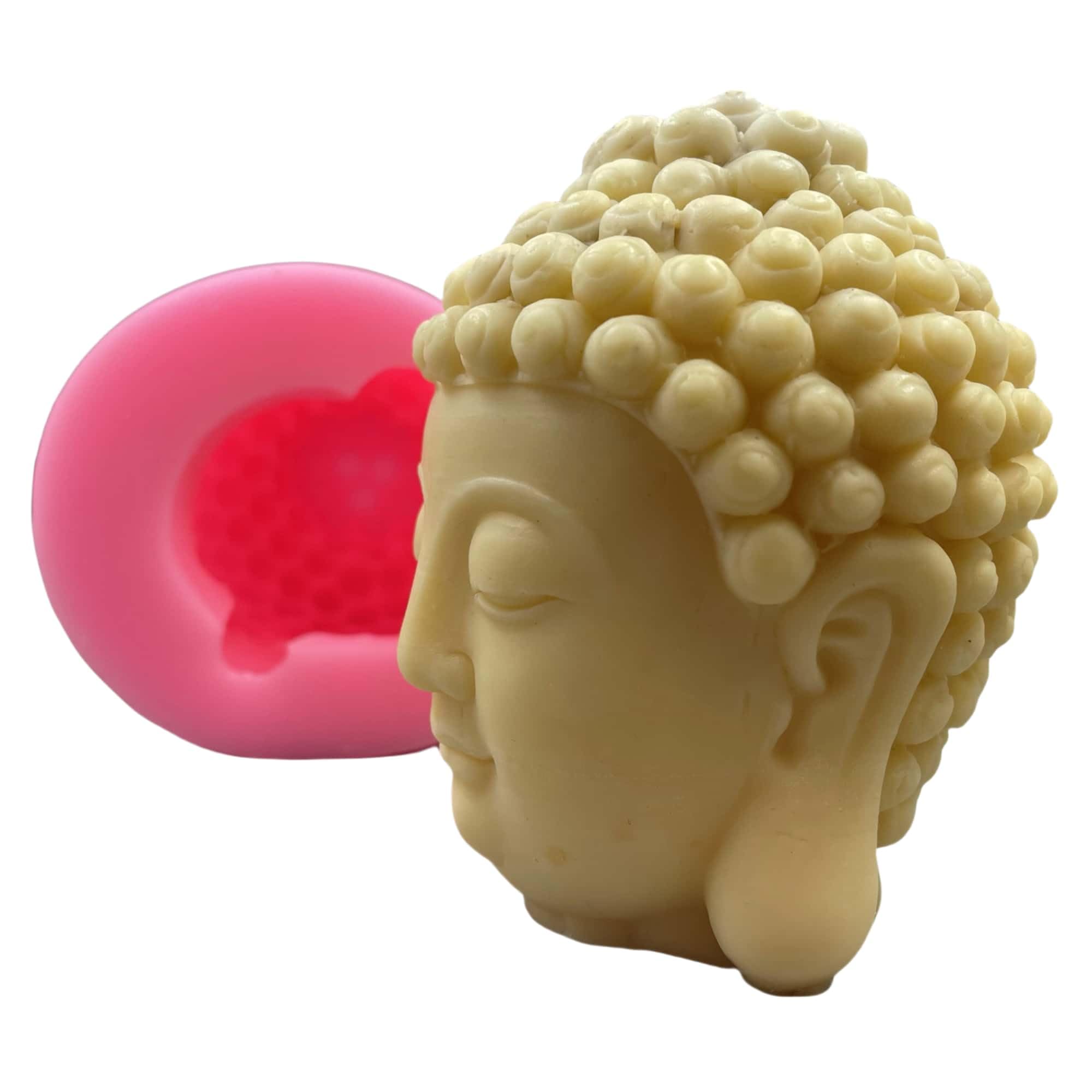 Large Buddha Head Candle Mold - Scented Wax & Aroma Gypsum Resin Craft Decor Silicone Molds for DIY Candle Making - Perfect for Home Decor, Meditation Spaces, and Spiritual Gift Giving