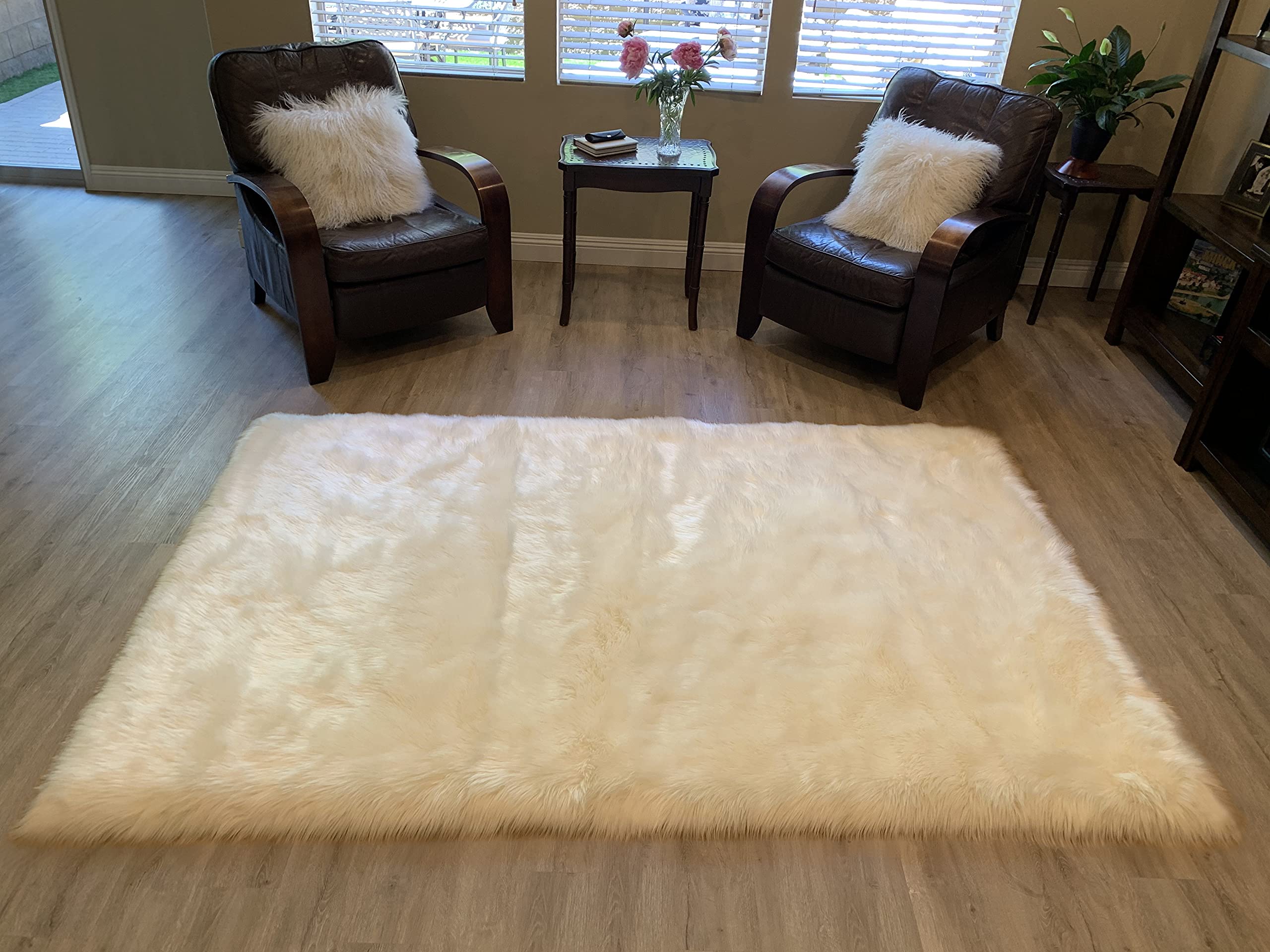 LAMBZY Faux Sheepskin Rug - Ultra Soft Hypoallergenic Shaggy Carpet for Living Room, Nursery & Sofa - Plush Cream Area Rug 9x12 Feet - Perfect for Cozy Home Decor, Kids Play Area & Bedroom Accent