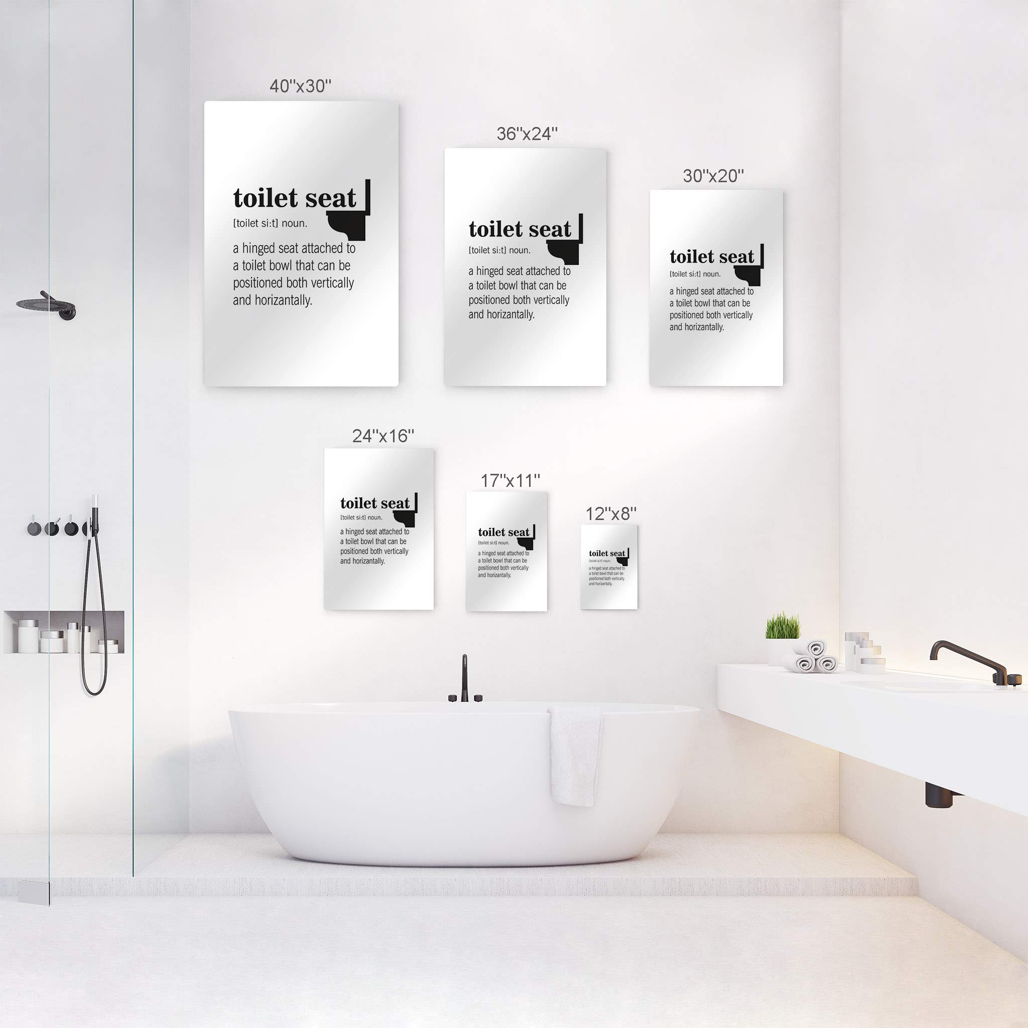 Funny Toilet Seat Definition Metal Print - Bathroom Wall Art Decor with Humorous Quote - Ready to Hang 40x30 - Made in USA | Perfect for Powder Room, Guest Bathroom & Home Decor