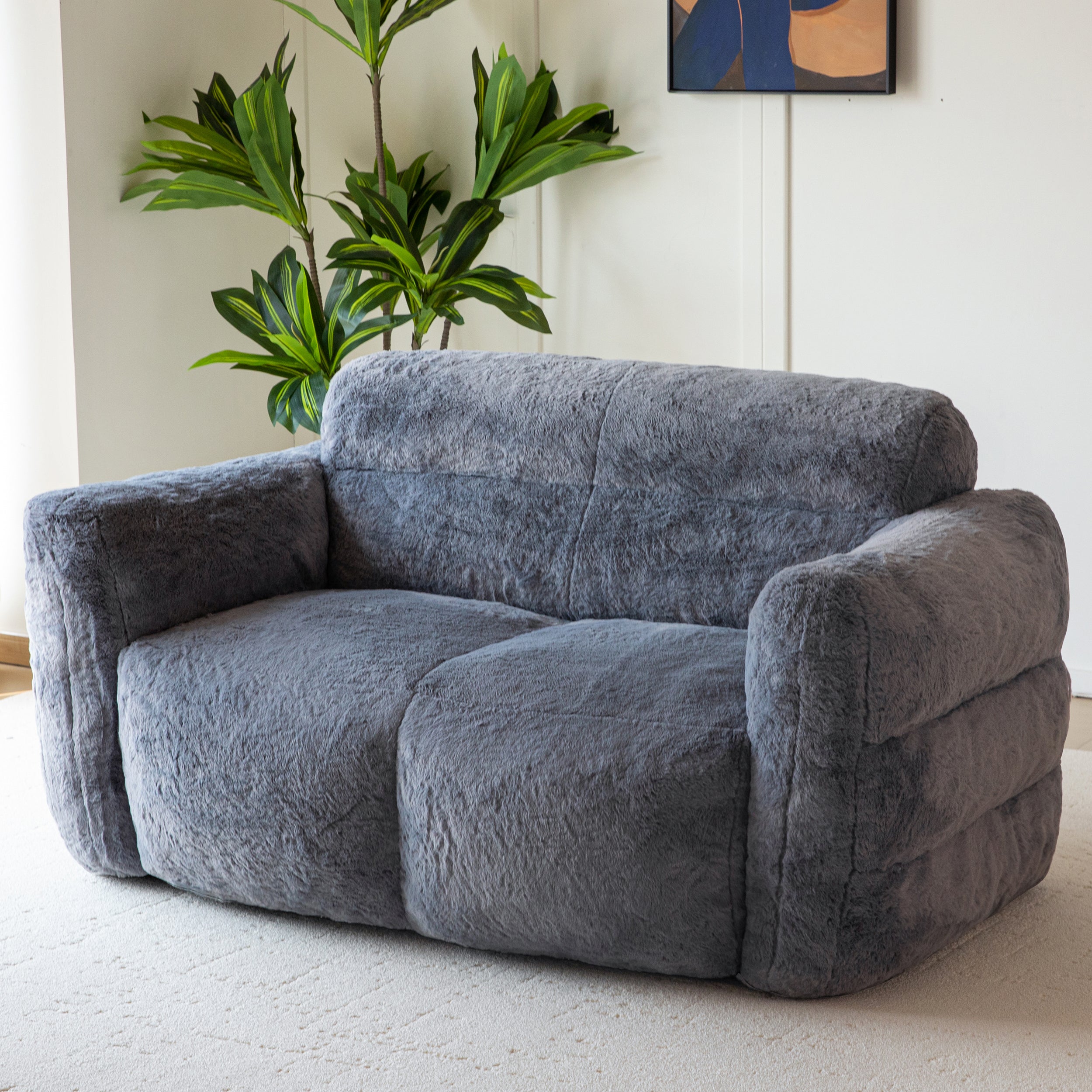MAXYOYO Giant Bean Bag Chair for Adults - Ultra Soft Fluffy Oversized Floor Sofa | Cozy Reading Chair with Filler for Living Room & Bedroom | Dark Grey | Perfect for Lounging, Gaming & Relaxation