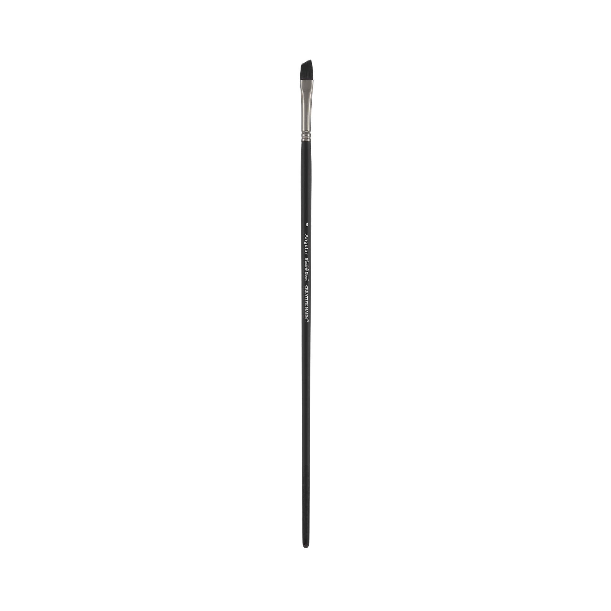 Black Swan Synthetic Red Sable Paint Brushes - Size #8 Angular - Professional Artist Brushes for Oil, Acrylic & Heavy Body Media - Long Handle for Comfort - Perfect for Canvas Painting, Watercolor & Fine Art Details