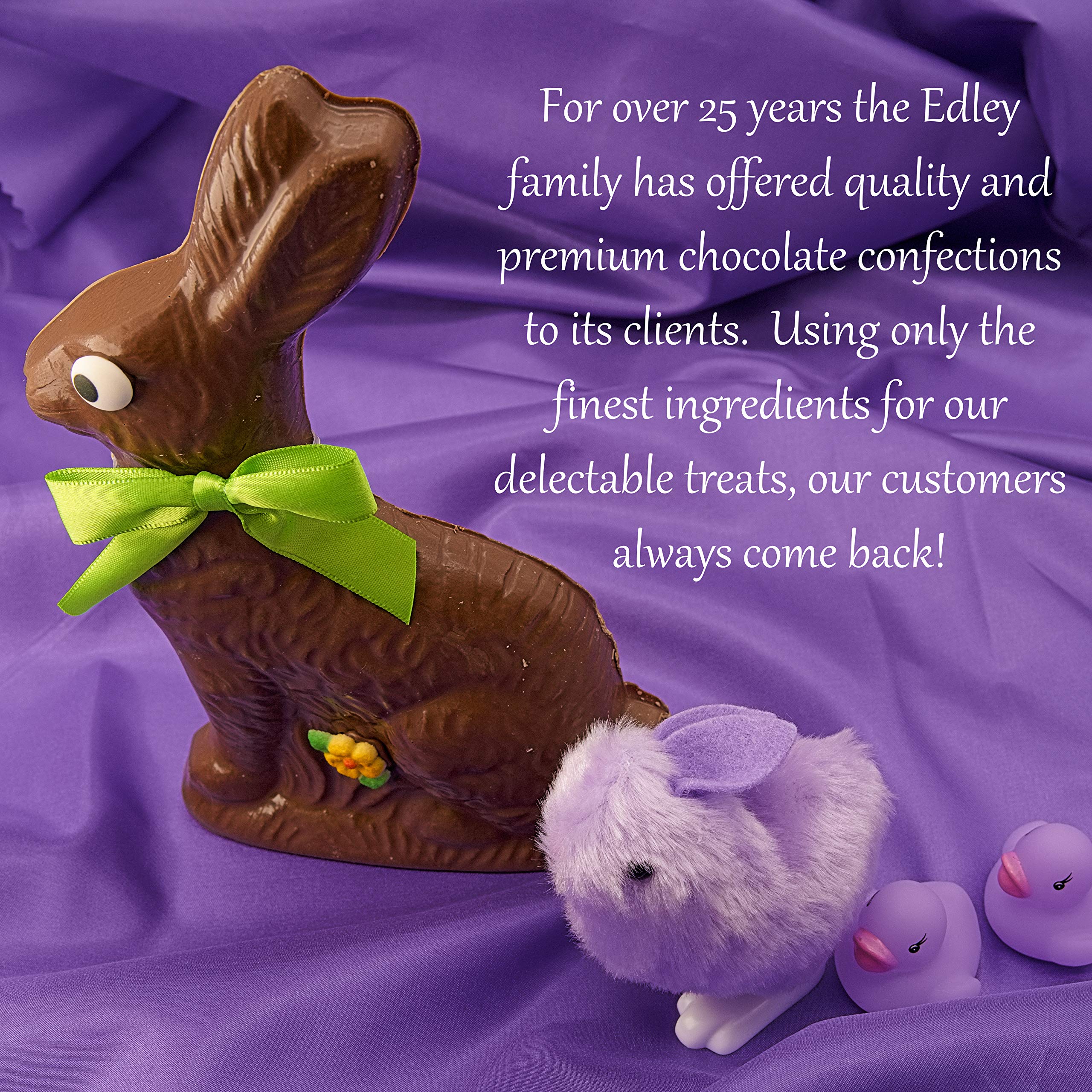 **Handmade Large Solid Milk Chocolate Easter Bunny - 1/2 lb (8 oz) Easter Candy for Kids & Adults, Gift-Wrapped with Bow - Perfect for Easter Baskets, Party Favors & Holiday Gifts**