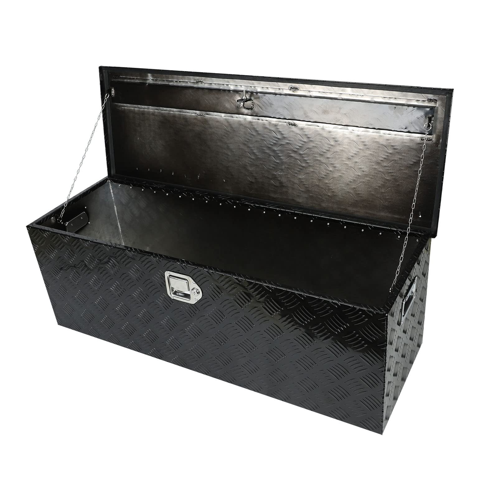 44 Inch Aluminum Black Plated Truck Tool Box - Waterproof Underbed Storage with Lock & Key for Pickup Trucks, RVs, ATVs & Trailers (44