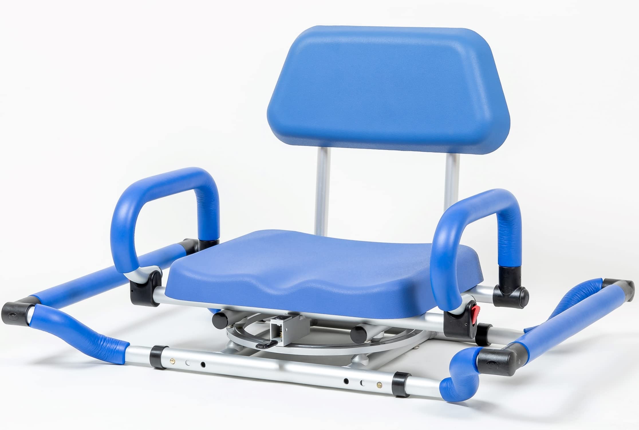 iLIVING ILG-628 Adjustable Swivel Shower Chair for Bathtub - Padded Seat with Backrest & Armrests, Slip-Resistant Tub Mount, Width Adjustable (Blue) - Ideal for Elderly, Disabled & Post-Surgery Bathing Safety