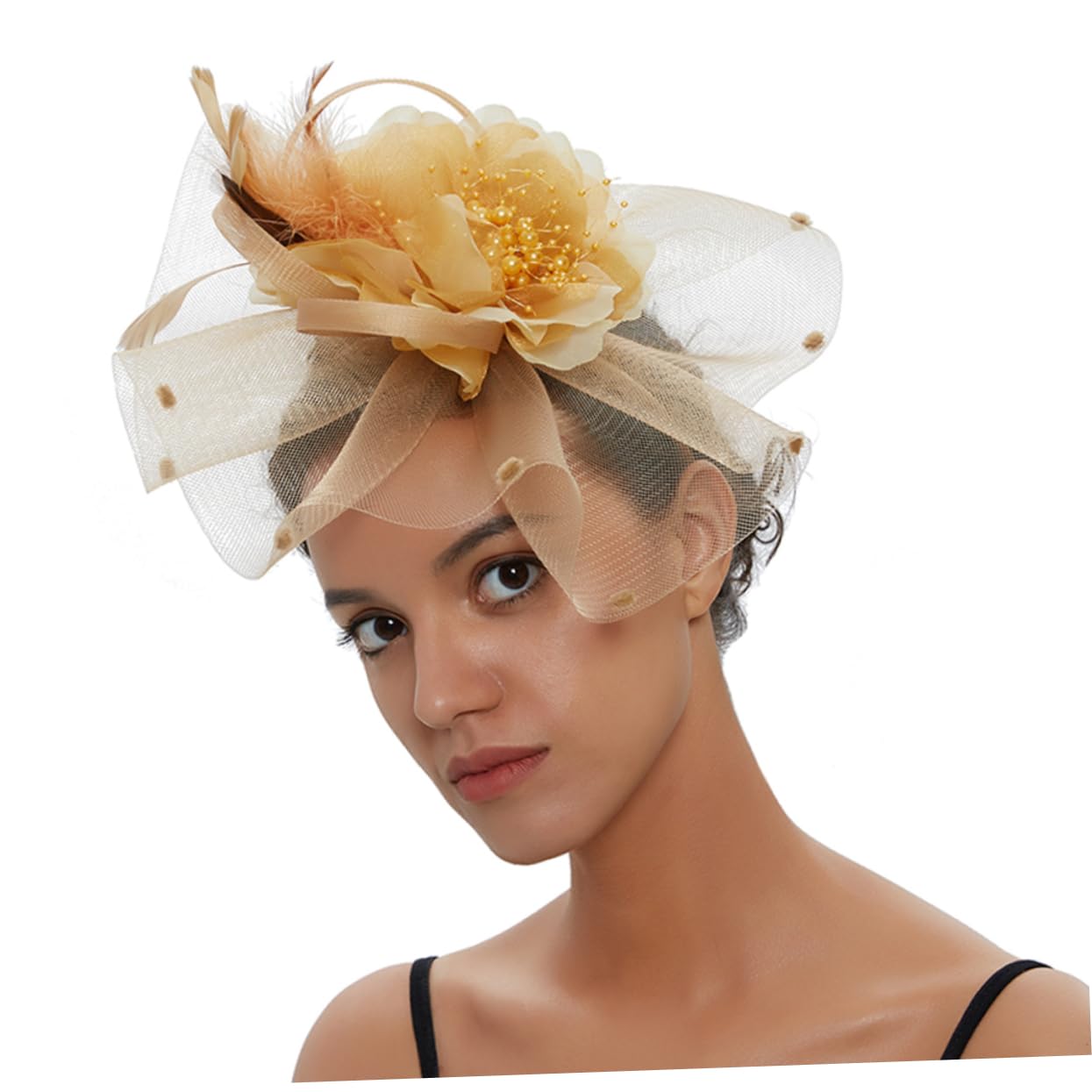 1PC Elegant Mesh Bridal Headband for Wedding Guest - Floral Yarn Hair Accessory for Women - Perfect for Weddings, Parties, and Special Occasions