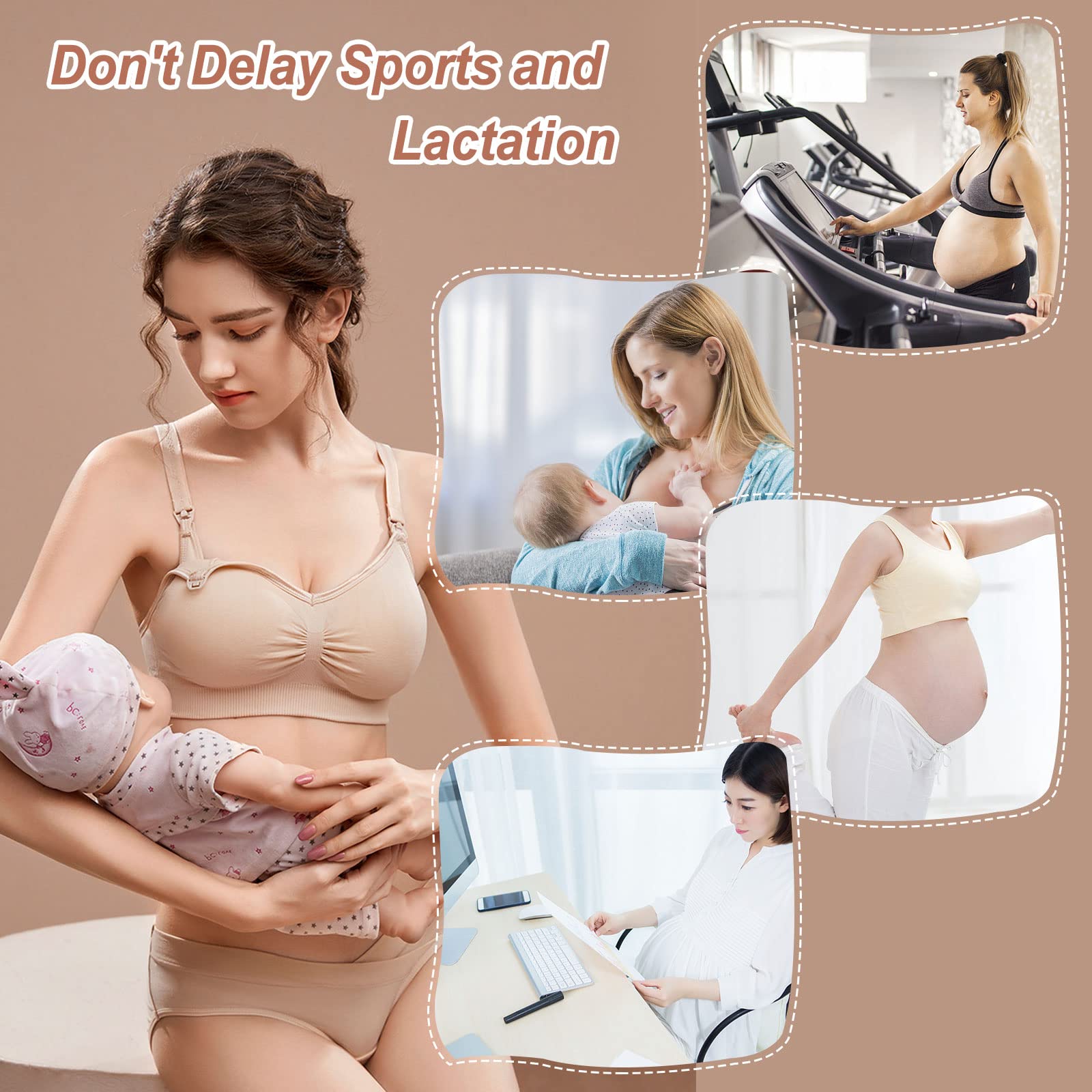 **JAMRID Comfortable Nursing Bras for Breastfeeding & Maternity - Wireless Sleep Bras with Pumping Access & Extra Extenders - Perfect for Nighttime Nursing & Postpartum Comfort**
