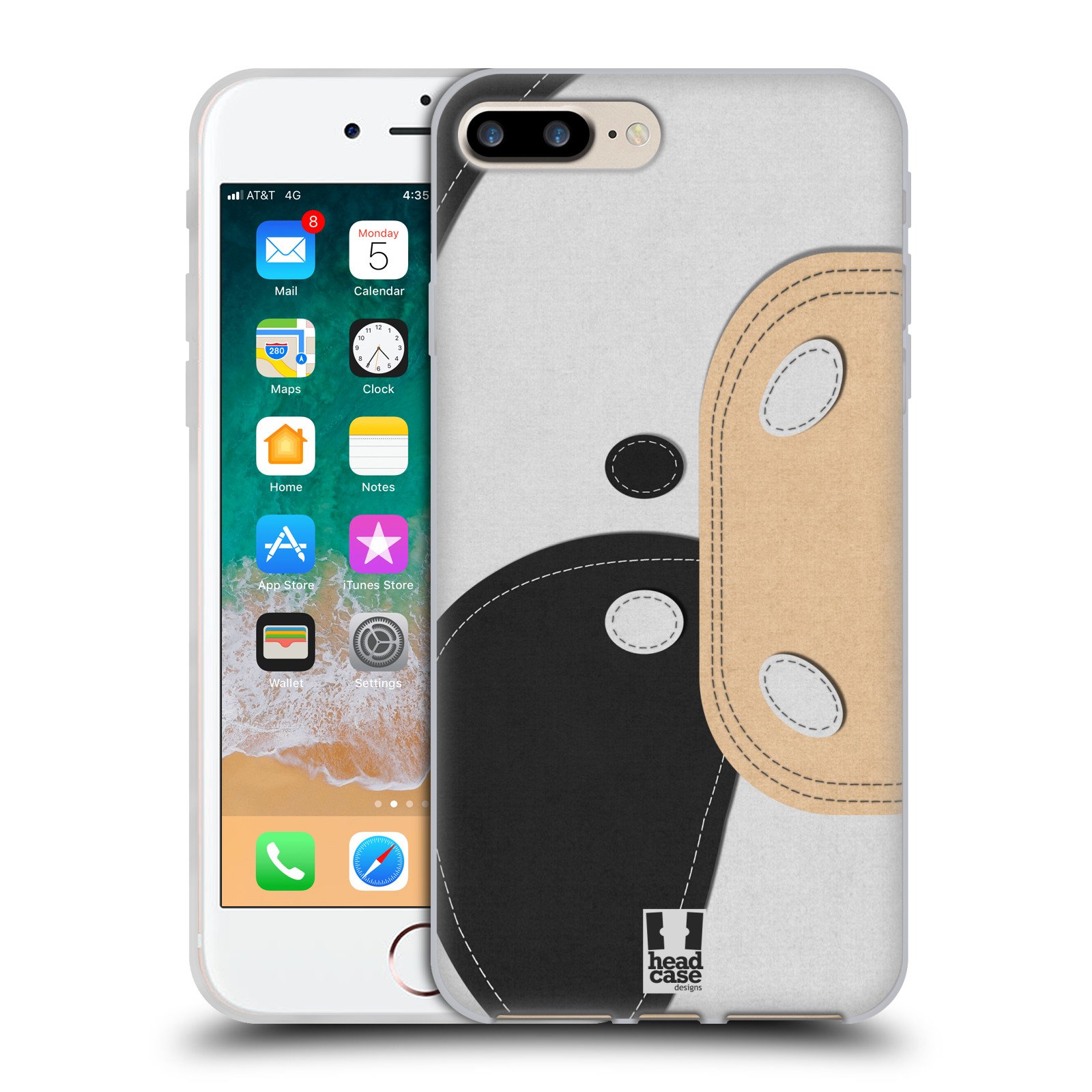 Head Case Designs Cow Animal Patches Series 1 Soft Gel Phone Case for Apple iPhone 7 Plus/iPhone 8 Plus - Cute Protective Cover for Everyday Use & Gift Giving
