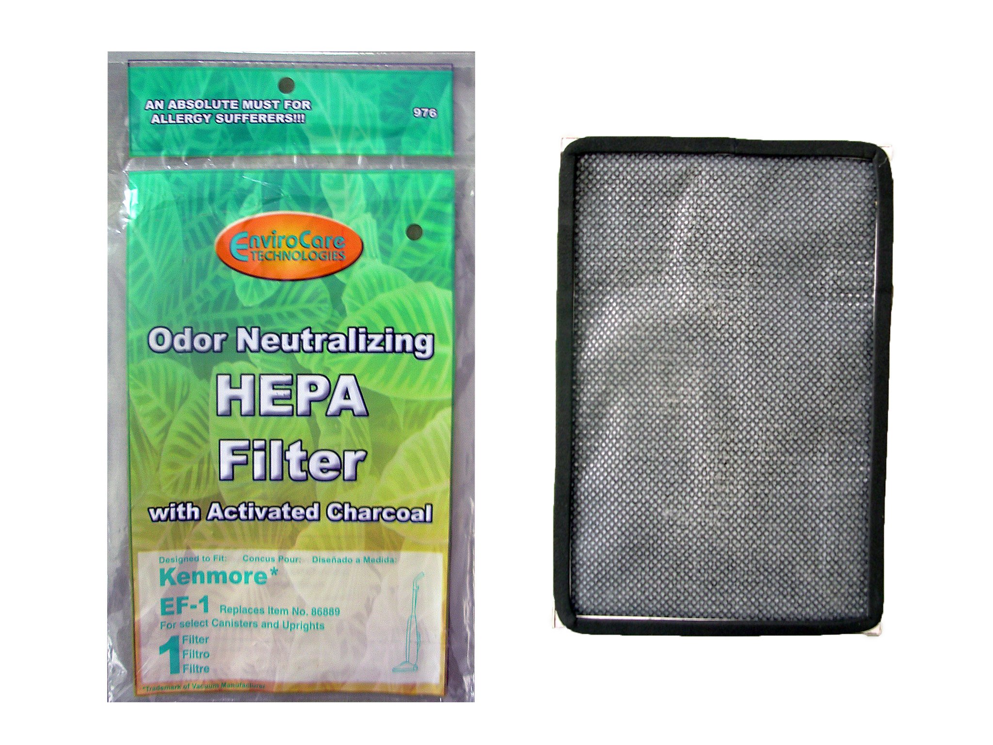 (50) Kenmore Sears EF1 Pleated Vacuum HEPA Filter with Activated Charcoal - Replacement Filter 86899, C368KCNP1, 40324, 02080007000 - Ideal for Home Cleaning, Pet Hair Removal & Allergen Reduction
