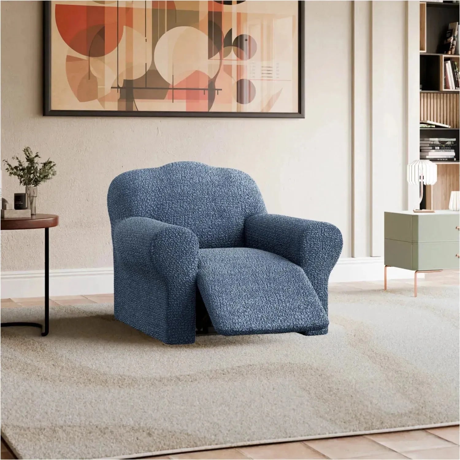 Comfortable Reclining Armchair Slipcover - Mille Righe Collection | Stretchable & Washable Sofa Cover for Living Room, Bedroom, or Home Theater