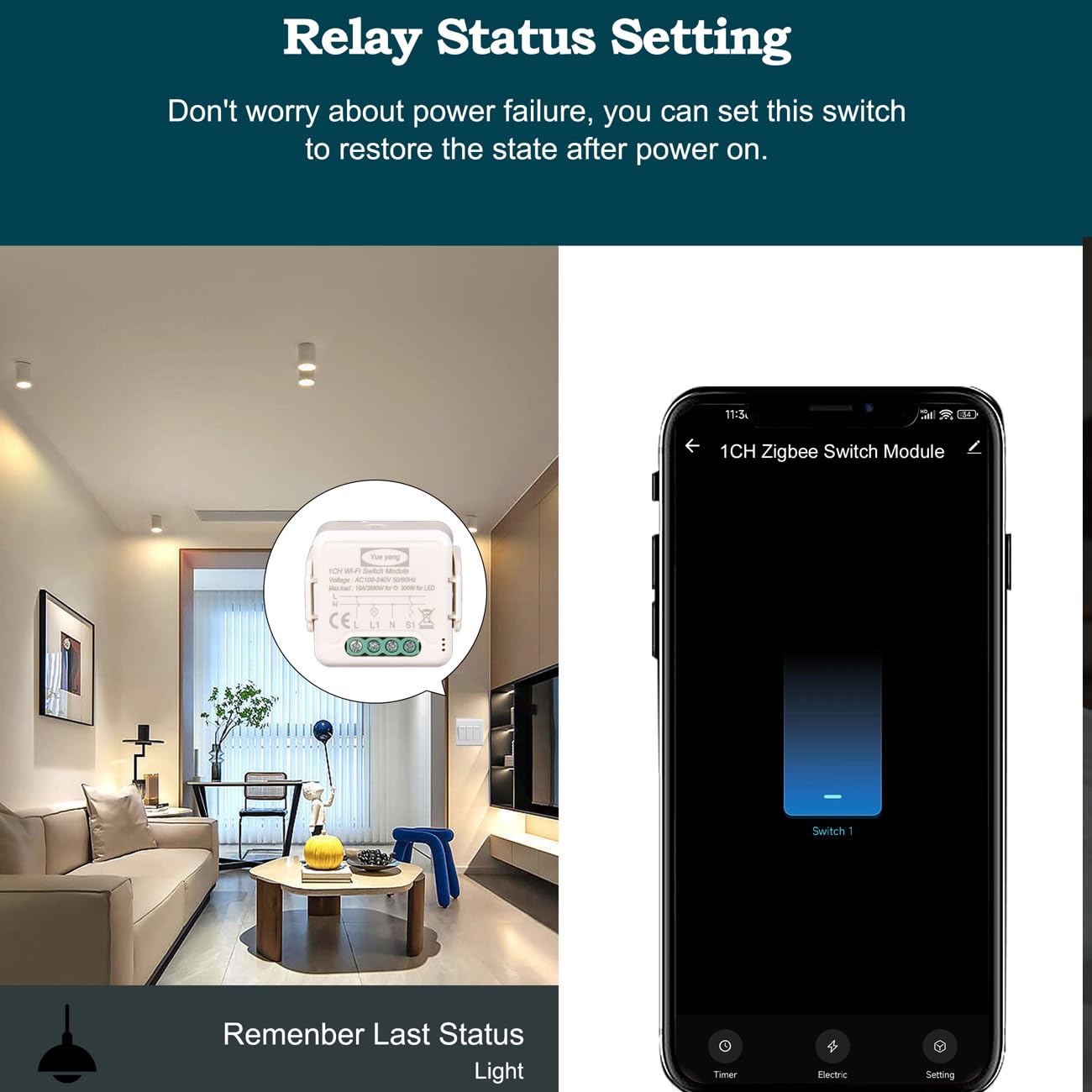 Smart WiFi Light Switch - Compatible with Alexa, Google Home & Smart Life/Tuya App - Remote Control & Voice Command - Perfect for Smart Homes, Bedrooms & Living Rooms