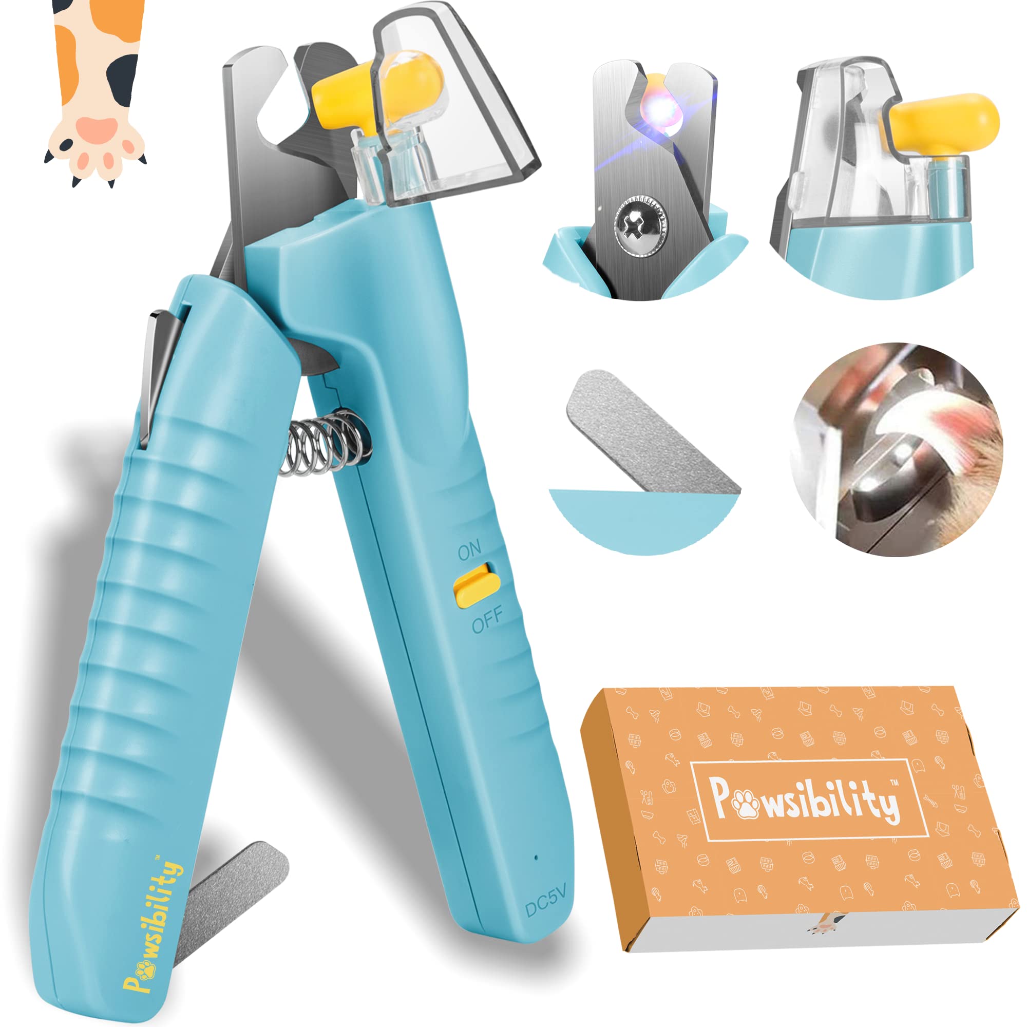 Pawsibility Premium Pet Nail Clippers with LED Light - Veterinarian Recommended Dog & Cat Nail Trimmer | Ultra Sharp Stainless Steel Blades | Safe Grooming Tool for Small to Large Pets - Perfect for Home Grooming & Professional Use