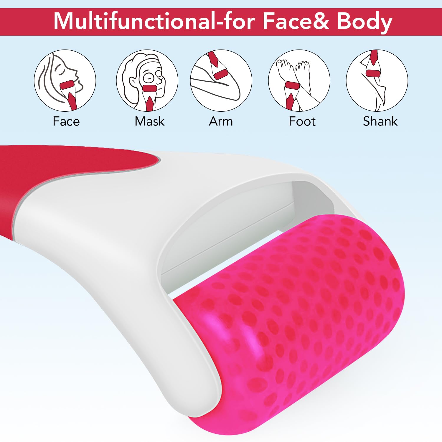 Ice Roller for Face & Eyes - Cooling Face Massager for Puffiness, Migraine Pain Relief & Minor Injuries - Perfect Women's Gift (Red) | Use for Skincare, Relaxation & Post-Workout Recovery