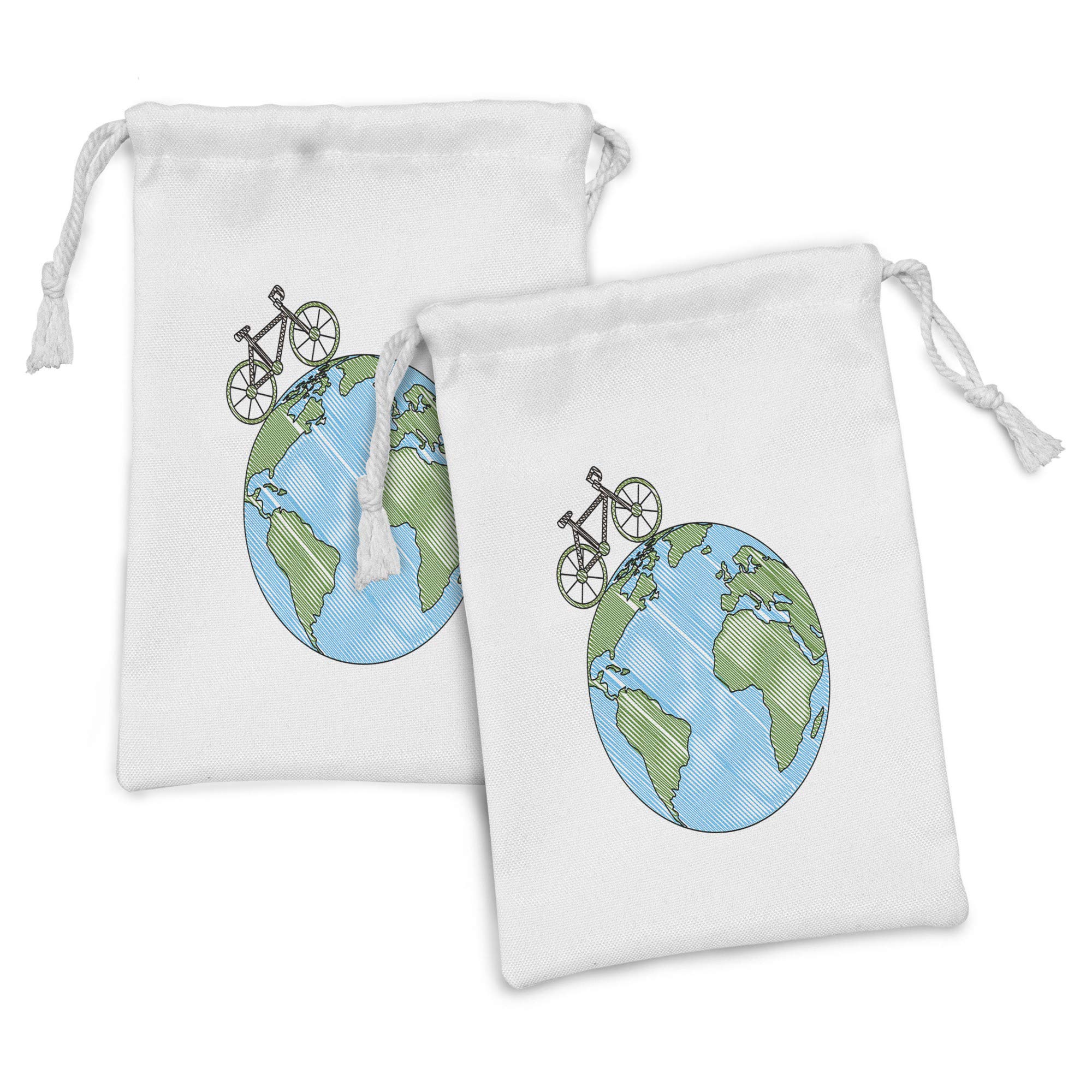 Ambesonne Earth Day Fabric Pouch Set of 2 - Eco-Friendly Reusable Drawstring Bags for Toiletries, Masks & Gifts (9