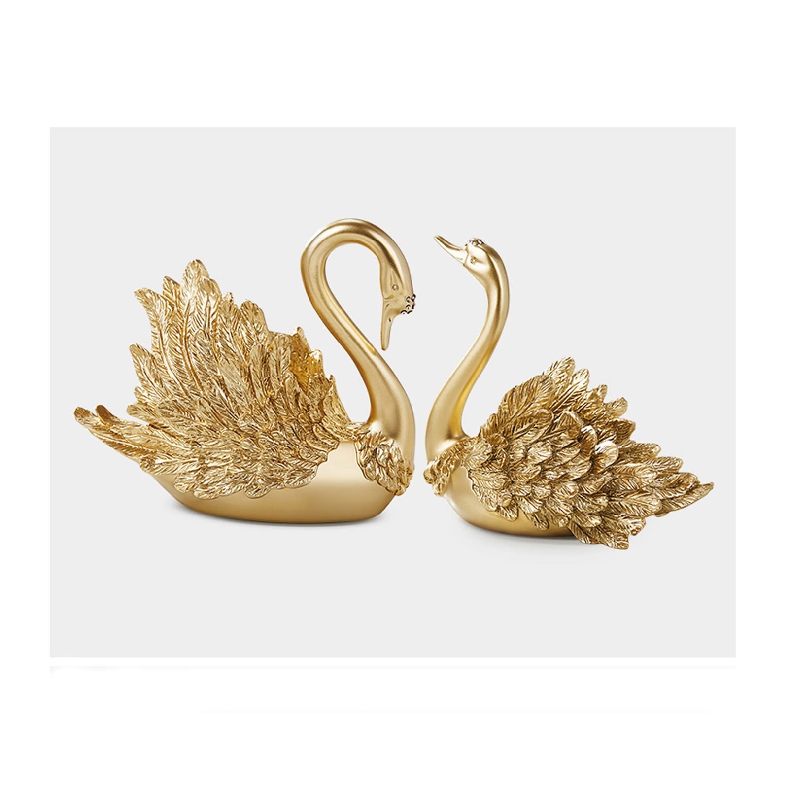 Elegant Golden Swan Resin Decor Set - Perfect for Living Room, Bedroom, Office & Study Decor | Home Decoration Accents for Wedding, Anniversary & Housewarming Gifts