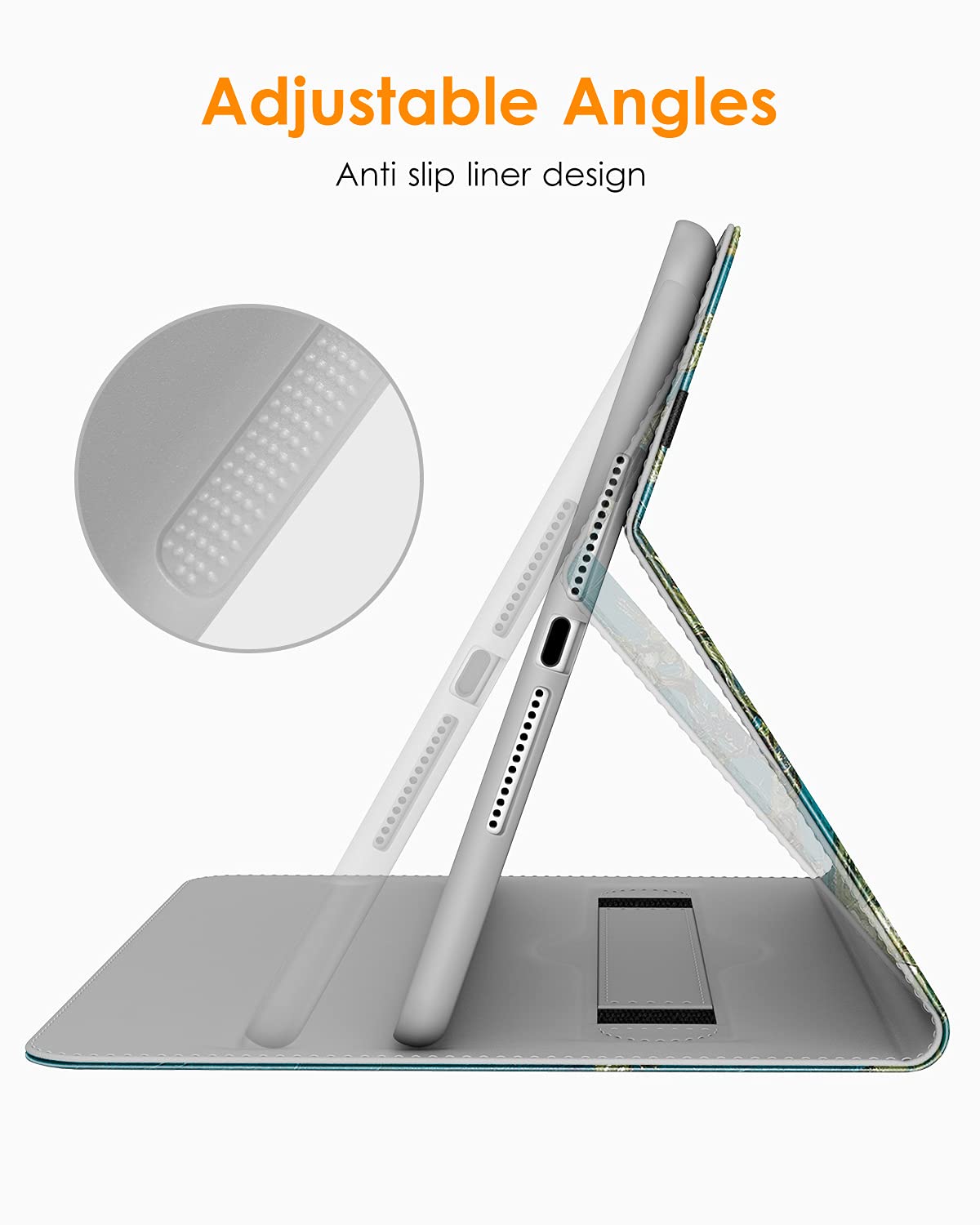 Premium Leather Folio Stand Cover Case with Apple Pencil Holder for iPad 9.7 Inch 5th/6th Gen (2018/2017) & iPad Pro 9.7/Air 2/Air - Blossom - Perfect for Work, Study & Travel Protection
