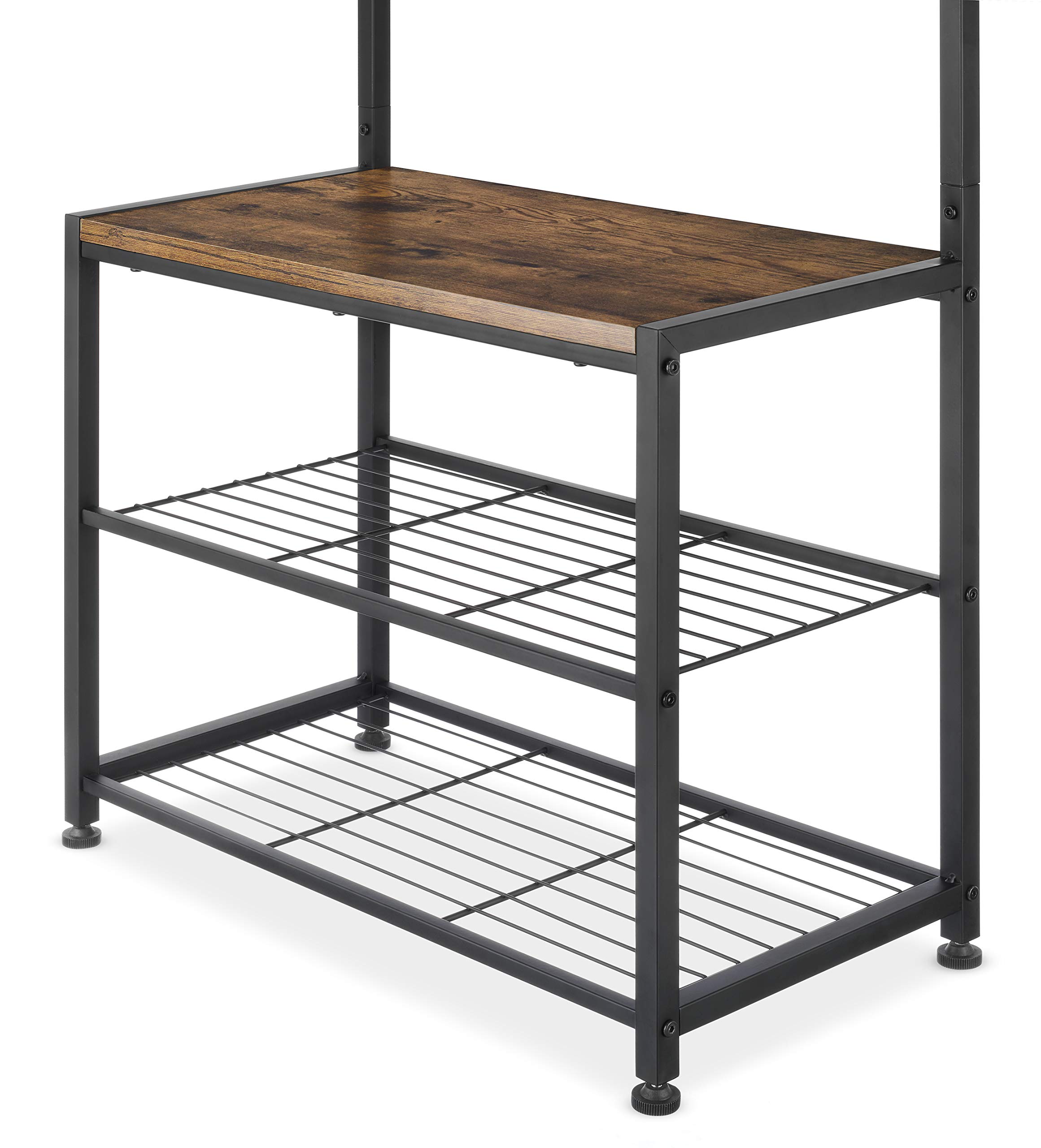 Whitmor Modern Industrial Coat Rack with Shoe Storage - Rustic Brown Hall Tree for Entryway - Perfect for Small Spaces, Apartments & Mudroom Organization