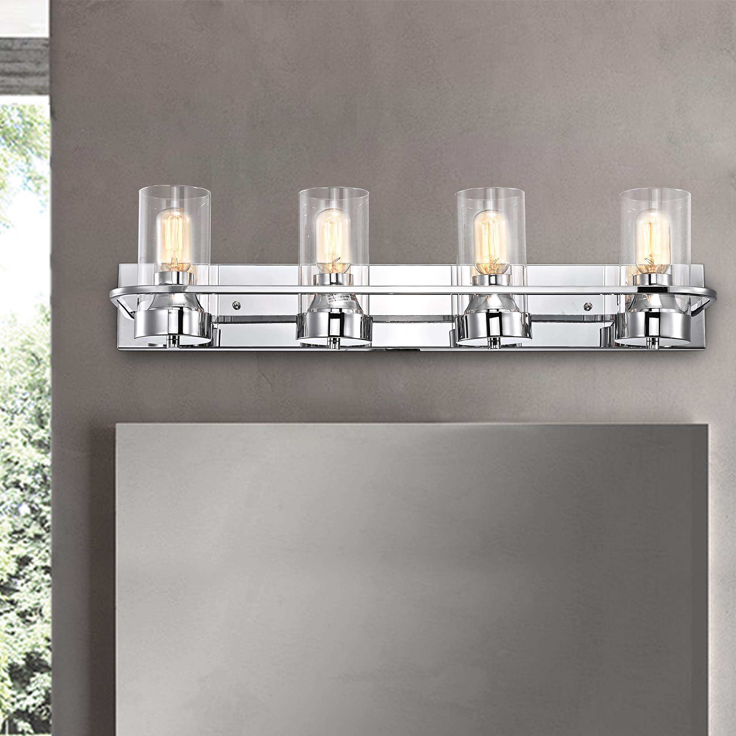 Modern 4-Light Chrome Bathroom Vanity Light Fixture 30