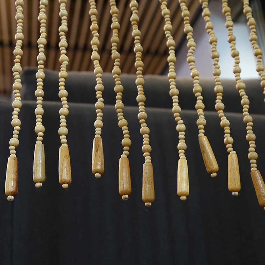 Boho Wood Bead Curtains for Doorways - 90x190cm Natural Room Divider with 31 Strands - Perfect for Bedroom Closets, Living Room Partitions & Boho Home Decor