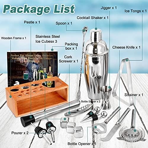 17-Piece Professional Stainless Steel Cocktail Shaker Set with Stand - Complete Bartender Kit for Mixing Drinks, Perfect Bar Gift for Home Bars & Cocktail Parties