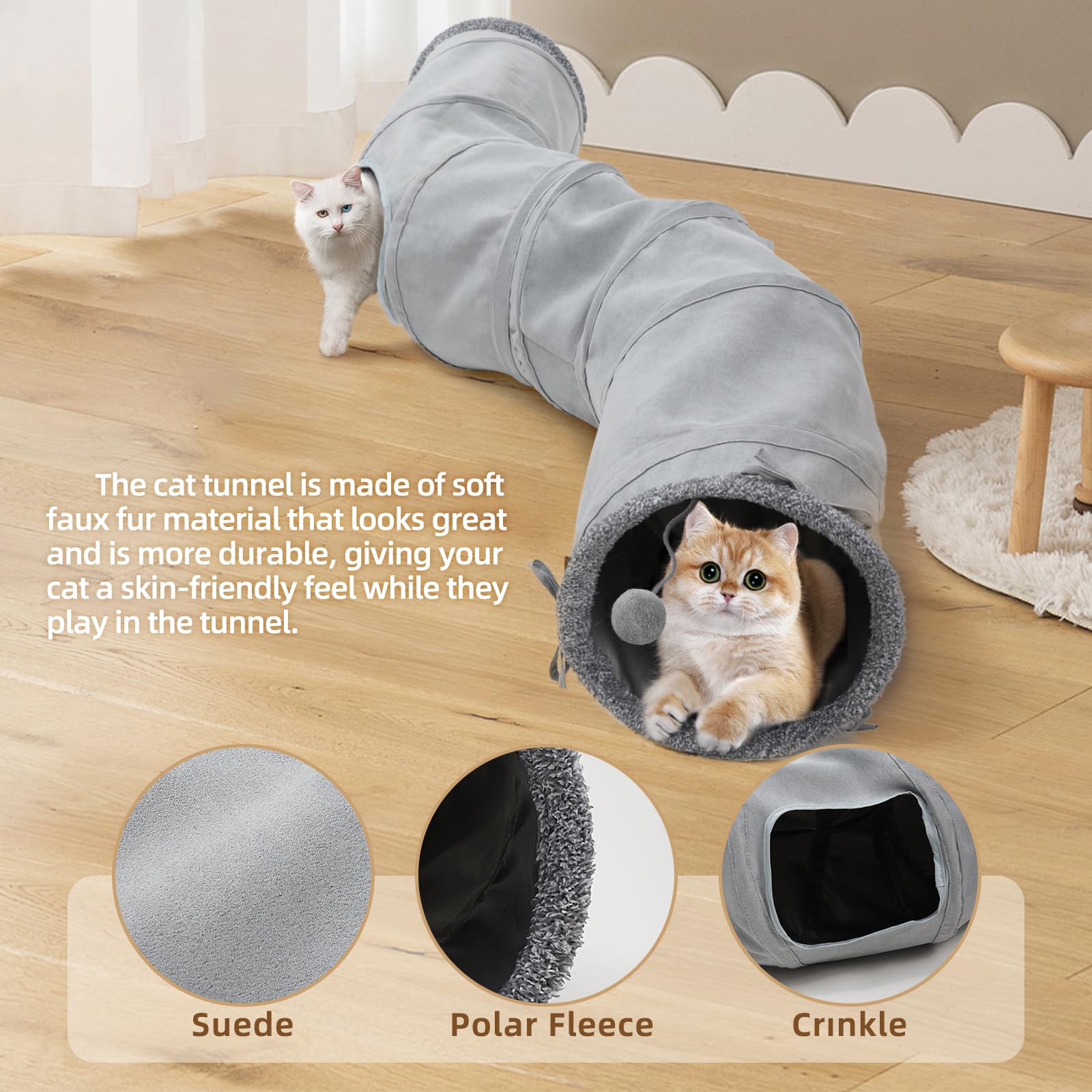 Collapsible S-Shaped Cat Tunnel Toy - 10.5 Inch Indoor Play Tube for Cats, Kittens, Puppies & Small Pets | Interactive Maze House with Roller Track | Perfect for Playtime, Exercise & Hide-and-Seek Games