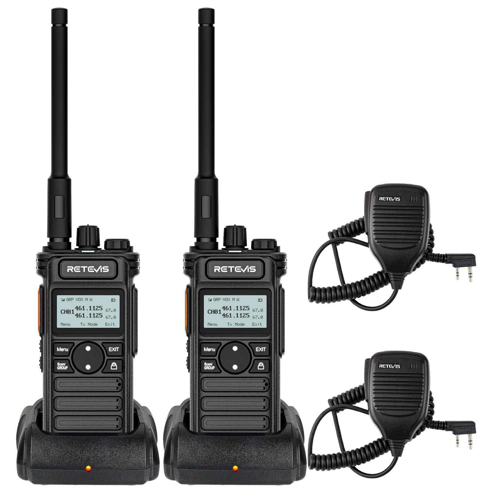 Retevis RT86S Long Range Walkie Talkies - Professional 2 Way Radios with Type C Charging, LCD Display & 2600mAh Battery - Heavy Duty Communication for Security Teams, Construction & Outdoor Adventures (Black, 2 Pack)