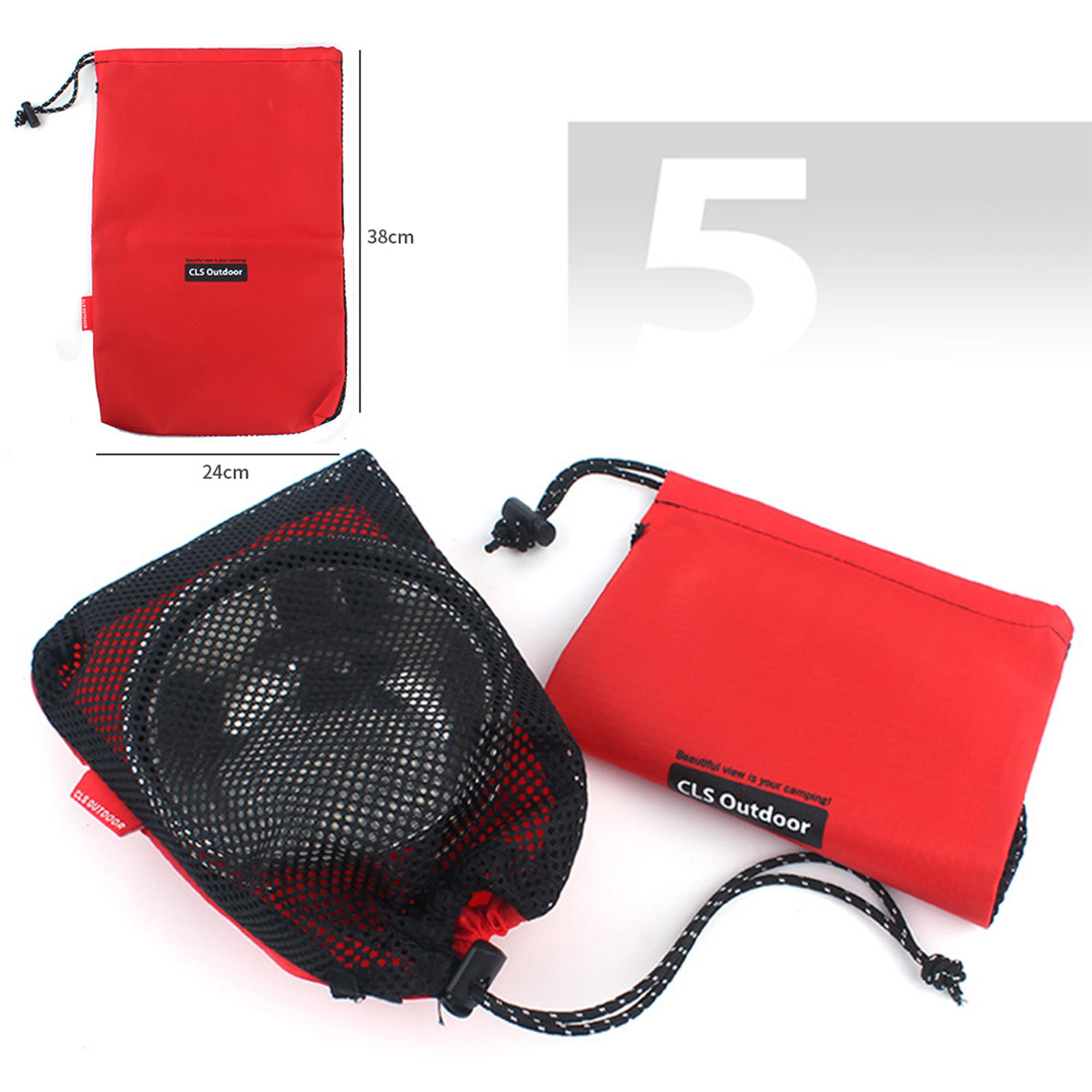 5Pcs Nylon Mesh Drawstring Ditty Bags for Outdoor Camping, Travel Storage & Organization - Perfect for Gear, Toiletries & Small Essentials