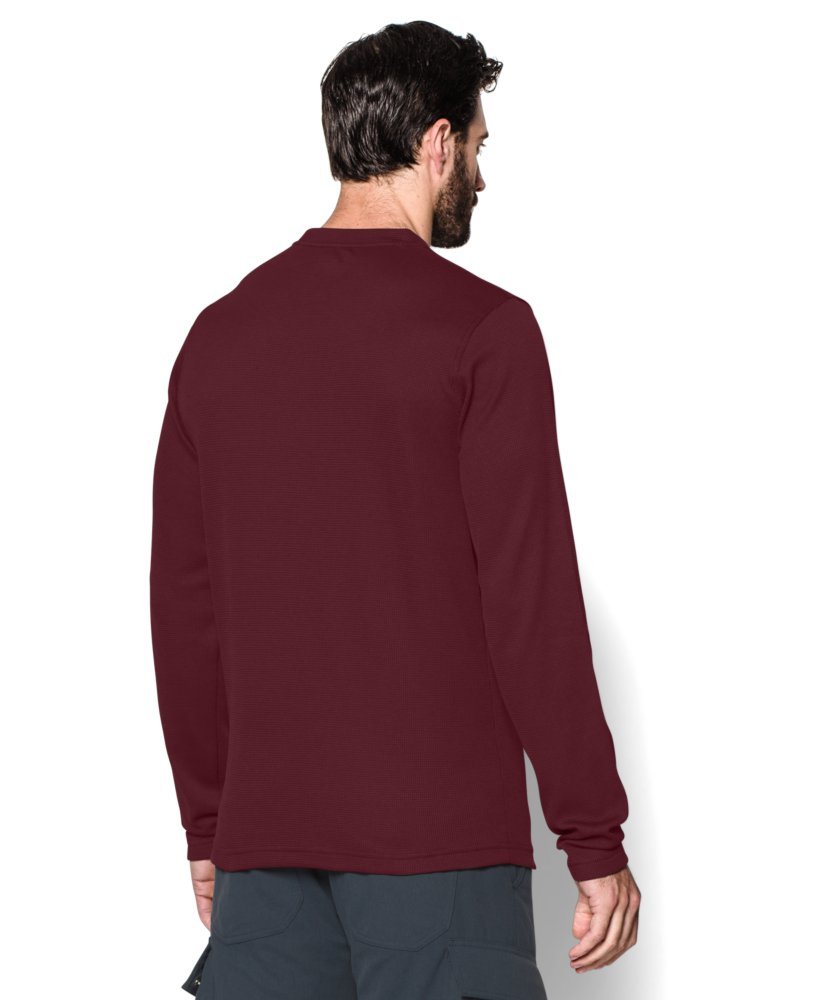 Under Armour Borderland Waffle Men's Long Sleeve Shirt - Deep Red/Realtree AP Xtra XL Size - Moisture Wicking Athletic Top for Hiking, Running & Outdoor Activities