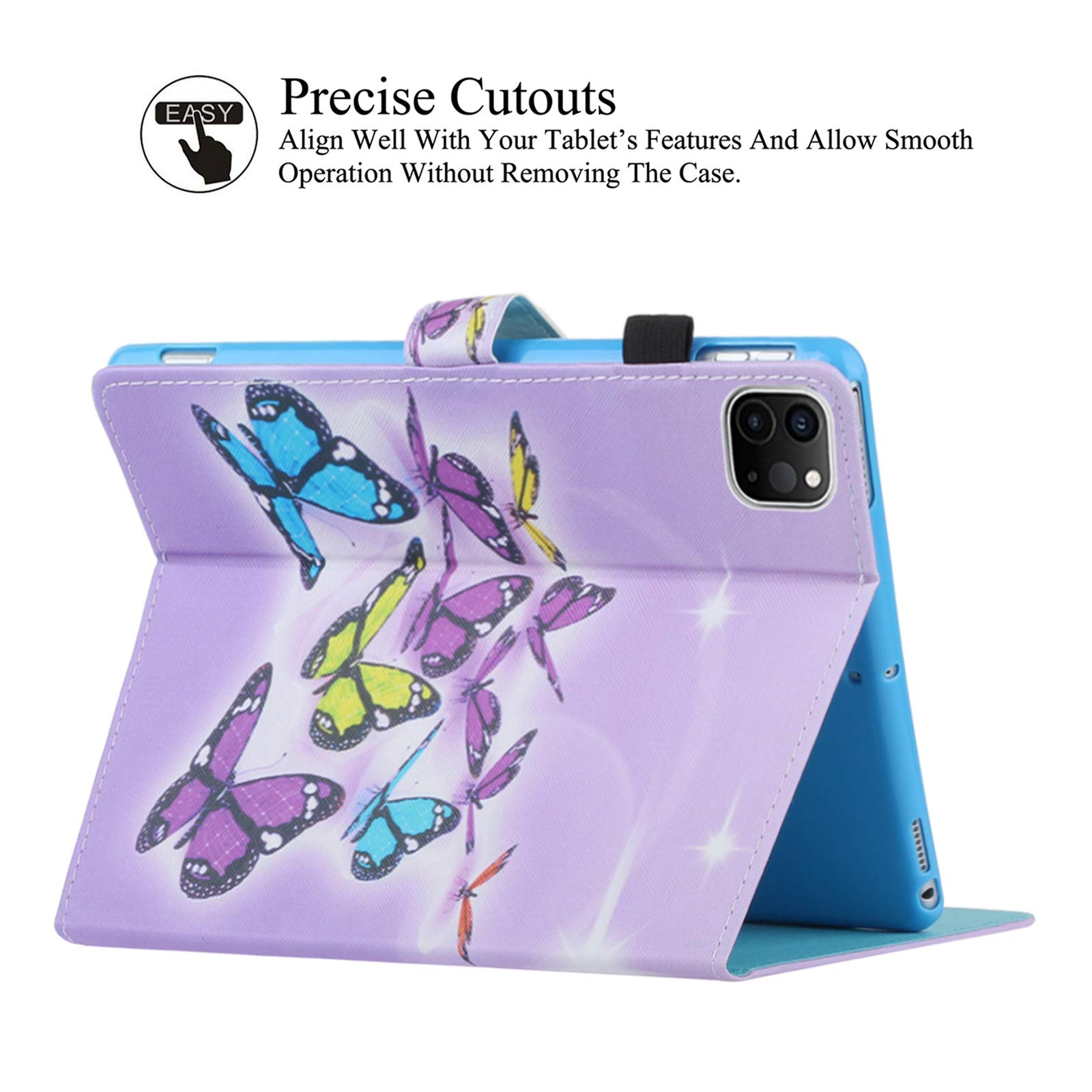 Premium iPad Pro 11 Inch Case (2021/2020/2018 Models) - Multi-Angle Stand with Card Slots, Auto Sleep/Wake Protection - Perfect for Work, Travel & Entertainment | Papillons Design