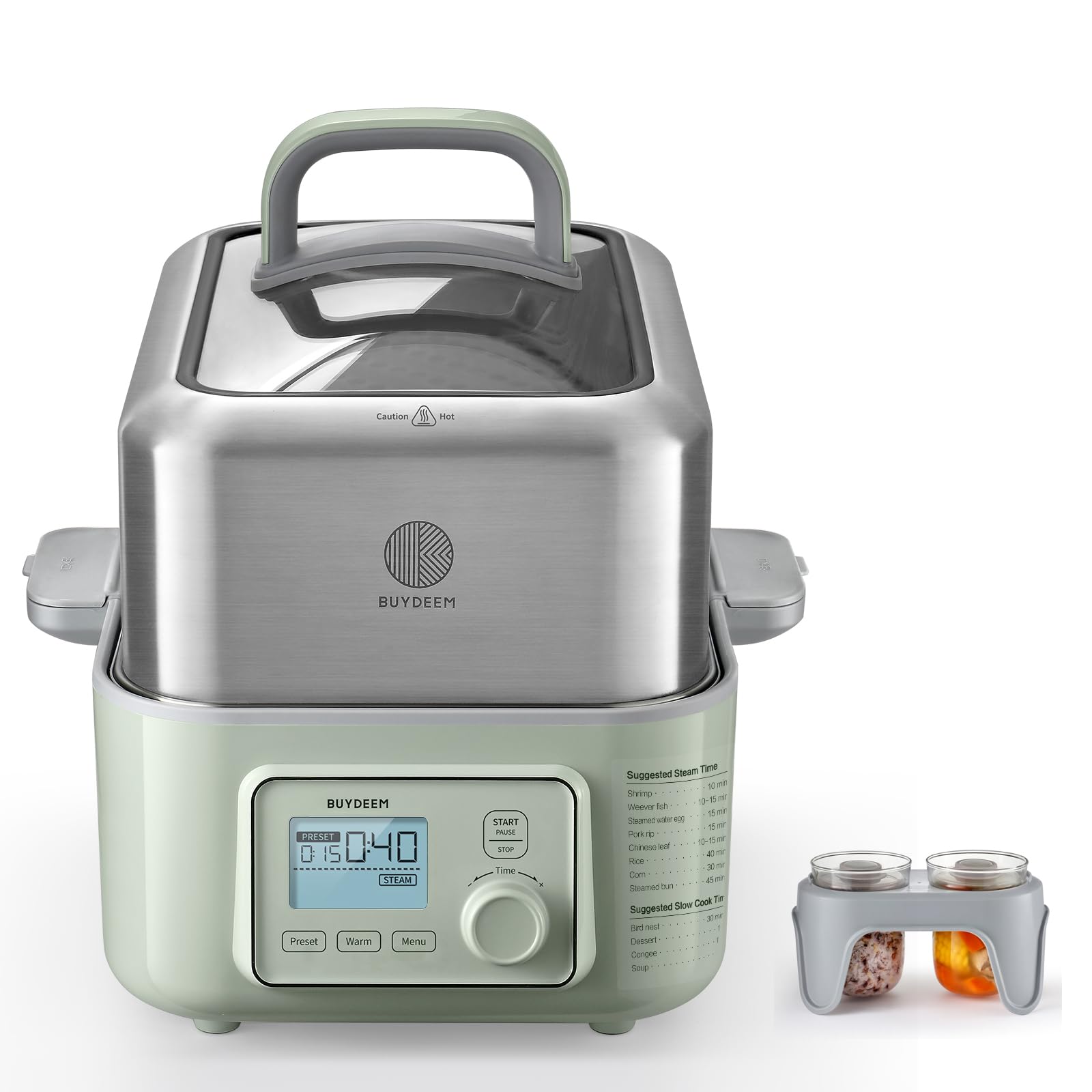 BUYDEEM G553 5-Quart Electric Food Steamer with A500 Stew Pot Set - Perfect for Healthy Cooking, Meal Prep & Family Dinners