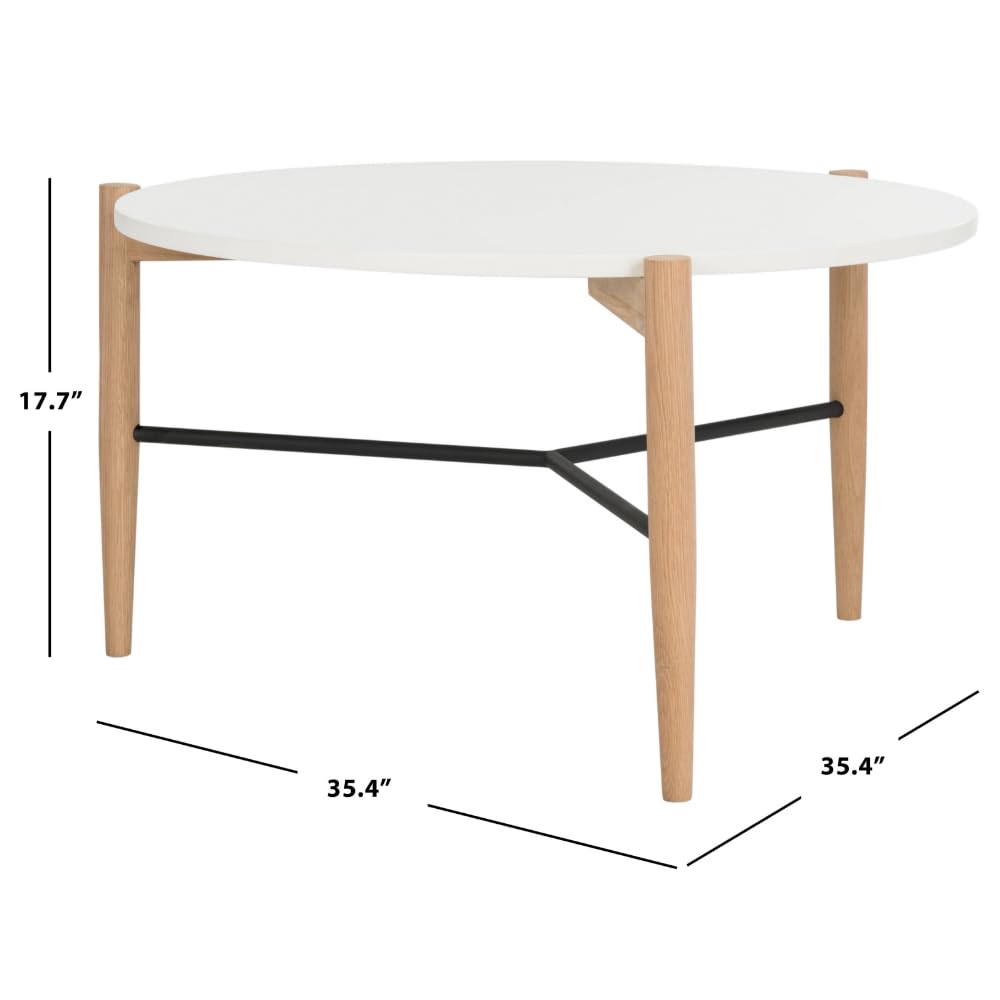 SAFAVIEH Home Collection Thyme Coffee Table - White & Natural Wood Finish - Modern Living Room Furniture for Small Spaces & Apartments