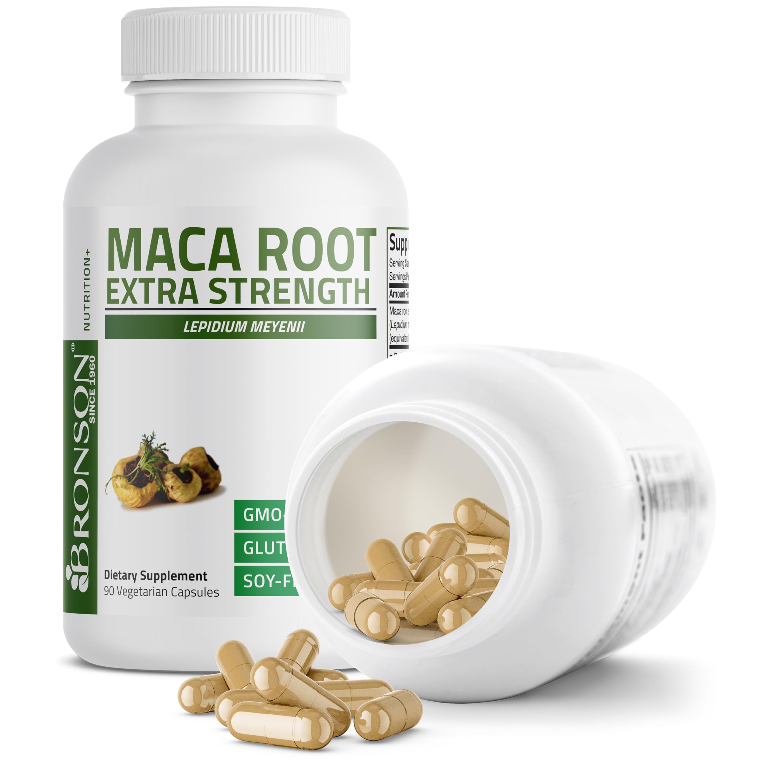 Bronson Maca Root Extract 90 Vegetarian Capsules - Non-GMO, Peruvian Lepidium Meyenii for Energy, Stamina & Hormonal Balance - Supports Workout Performance & Natural Vitality
