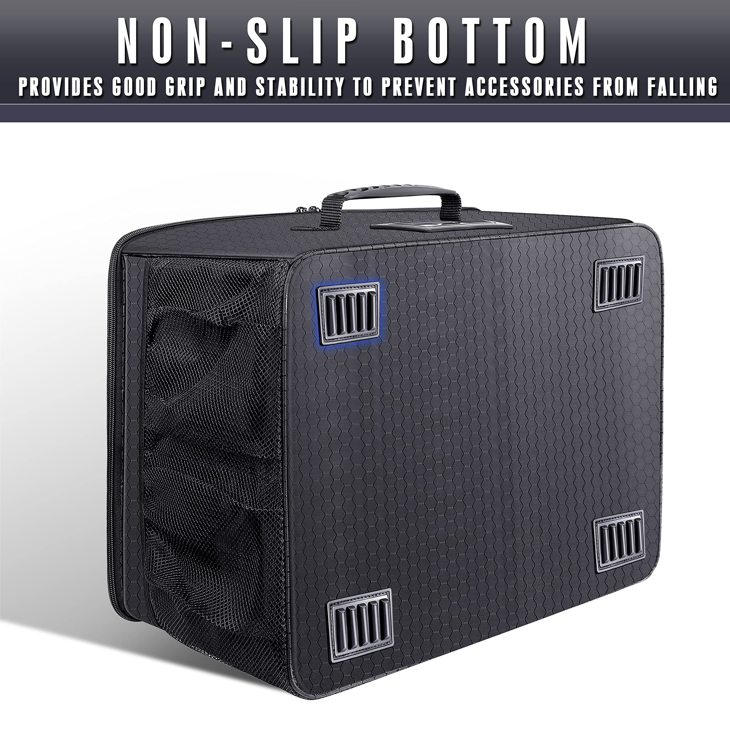 Champkey Golf Trunk Organizer - Portable Foldable Golf Bag Storage for Car & Travel | Perfect for Golf Clubs, Shoes & Accessories | Durable Black Golf Gear Organizer for SUV, Sedan & Road Trips