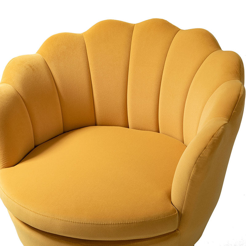 Evelia Velvet Scalloped Barrel Chair - Luxurious Velvet Accent Chair with Curved Back for Living Room, Bedroom & Office - Perfect for Reading Nook, Lounge Area or Home Decor