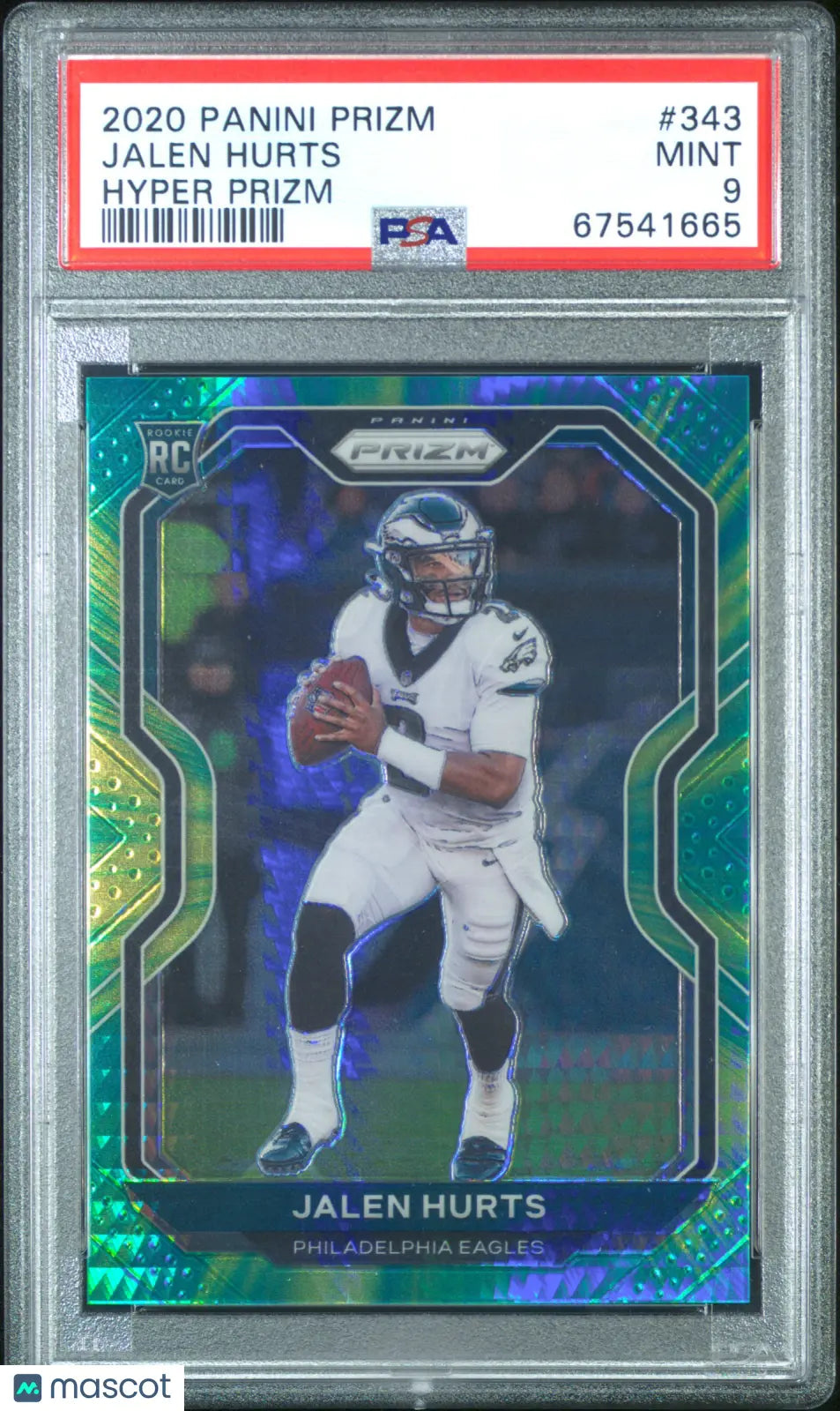 2020 Panini Prizm Football Jalen Hurts Rookie Card Hyper Prizm PSA 9 149/175 #343 - Rare Collectible for Sports Memorabilia & Investment